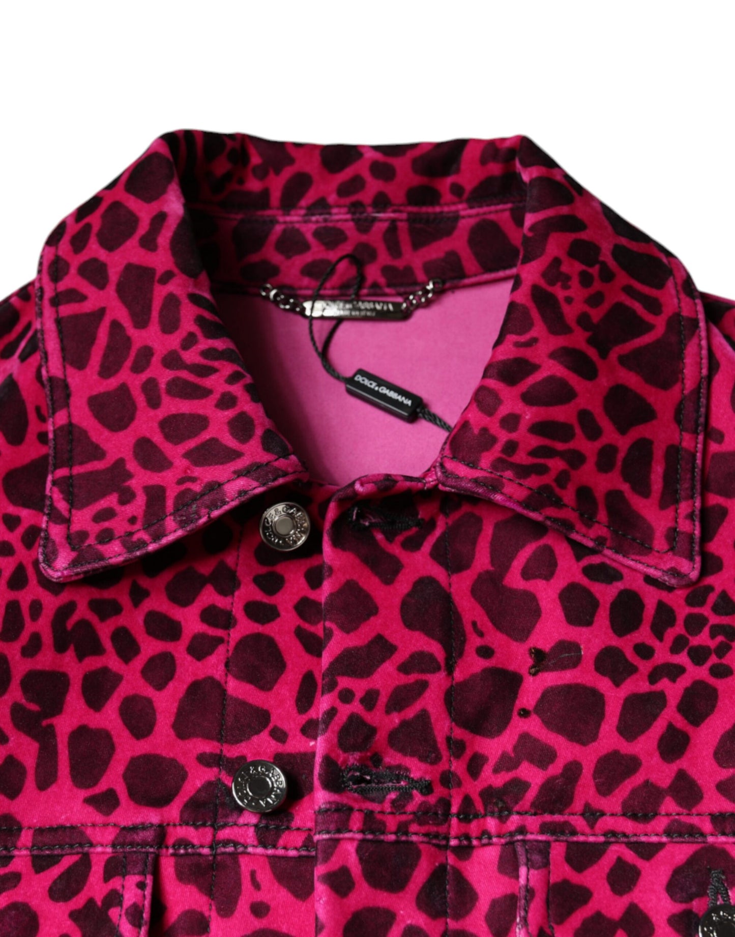 Dolce & Gabbana Fuchsia Leopard Button Down Collared Jacket IT48 / M