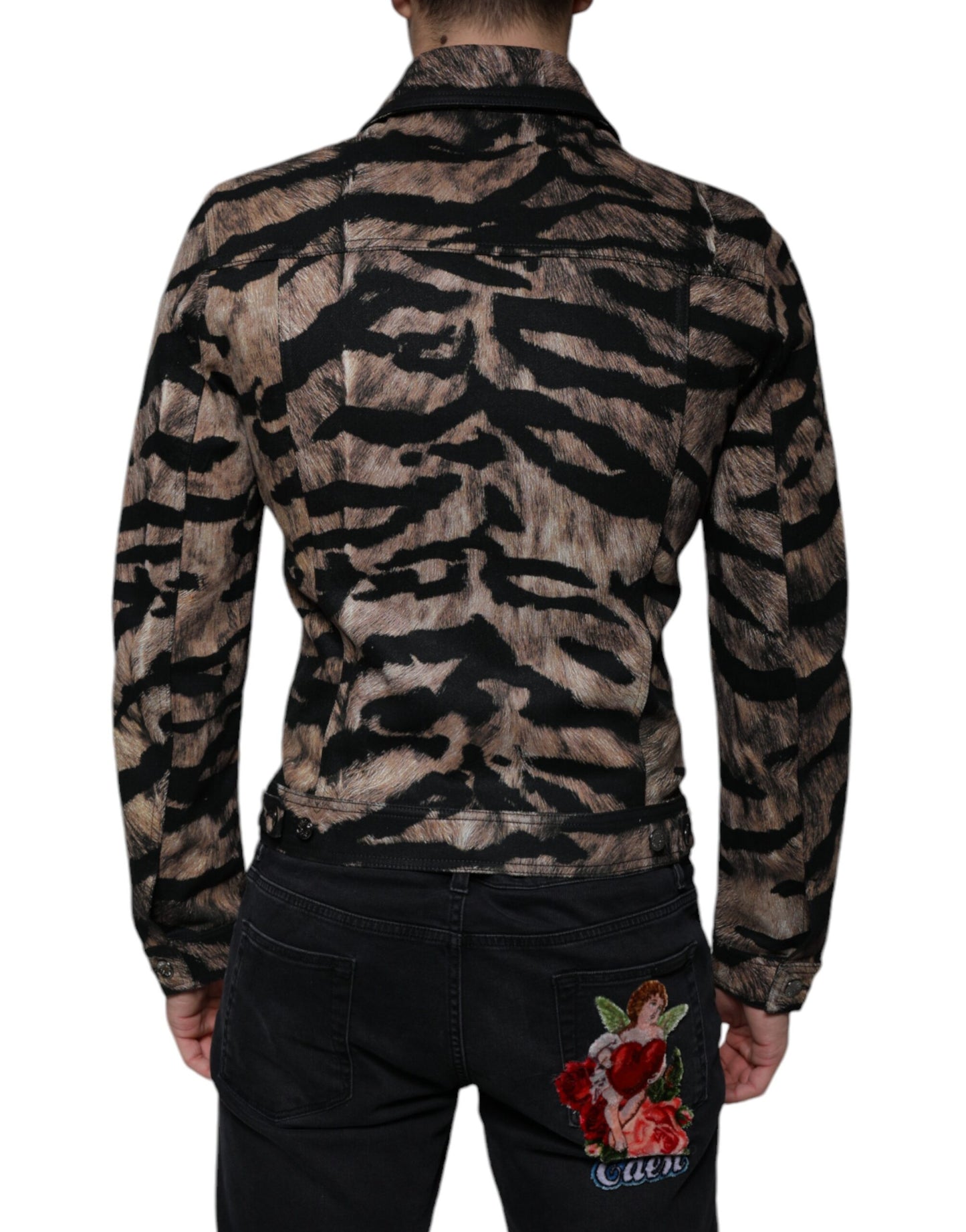 Dolce & Gabbana Brown Tiger Button Down Collared Jacket IT48 / M