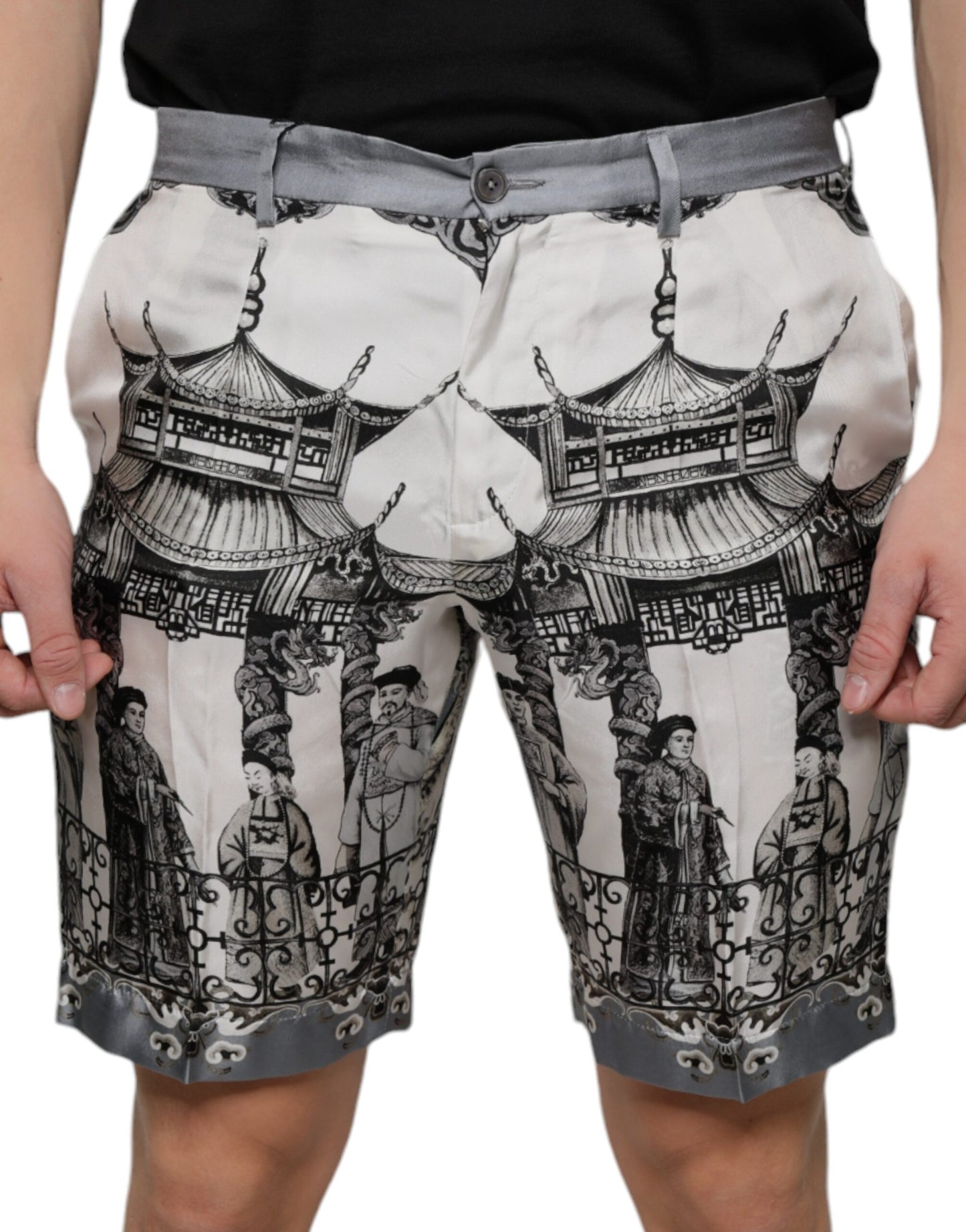 Dolce & Gabbana Multicolor Printed Silk Men Bermuda Shorts IT46 / S