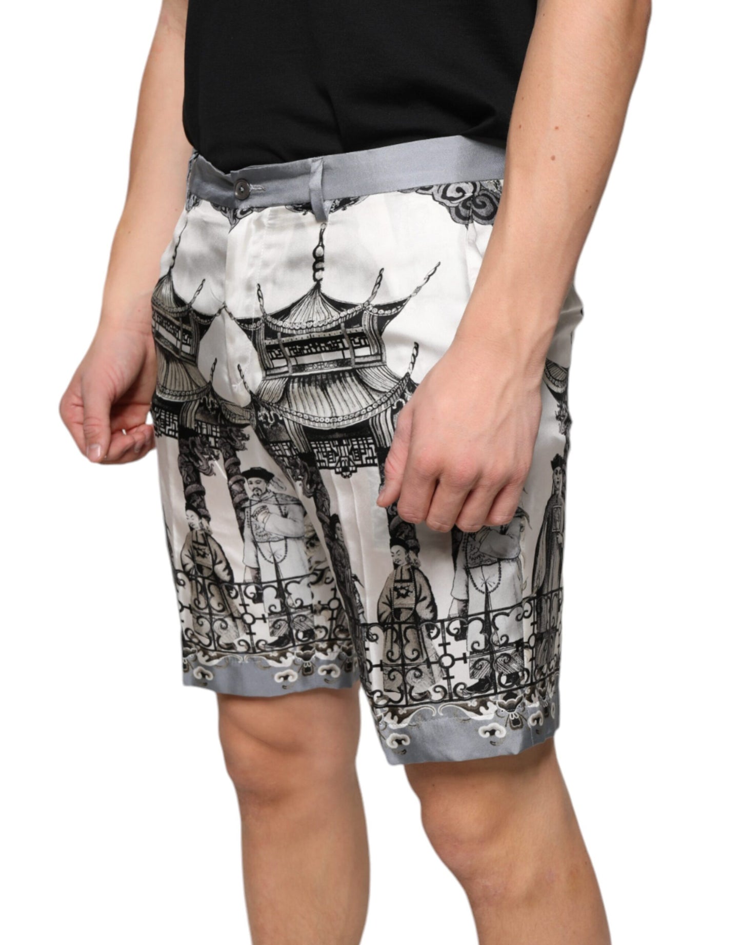 Dolce & Gabbana Multicolor Printed Silk Men Bermuda Shorts IT46 / S