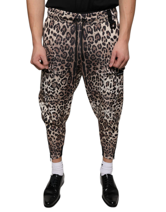 Dolce & Gabbana Brown Leopard Polyester Jogger Pants IT44 / XS