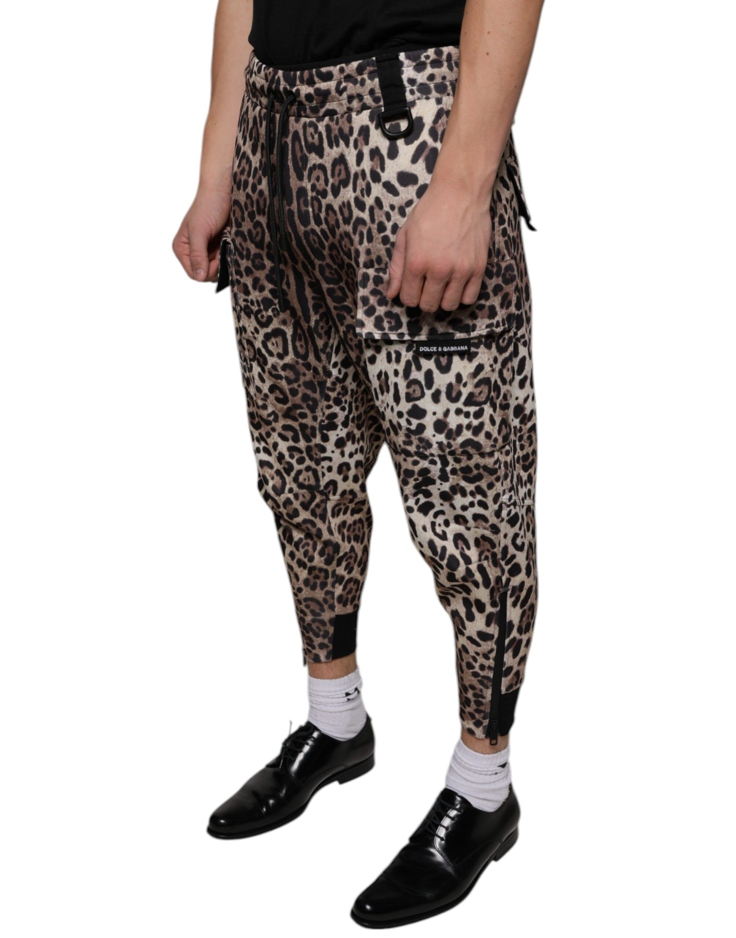 Dolce & Gabbana Brown Leopard Polyester Jogger Pants IT44 / XS