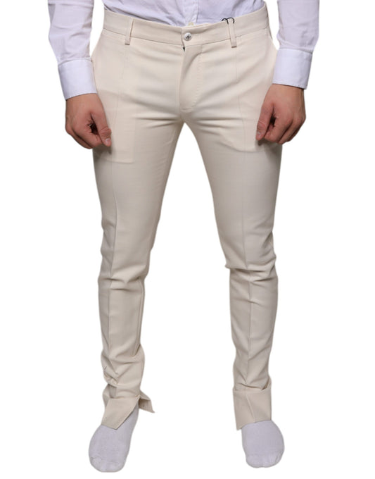 Dolce & Gabbana Off White Chino Wool Skinny Pants IT48 / M