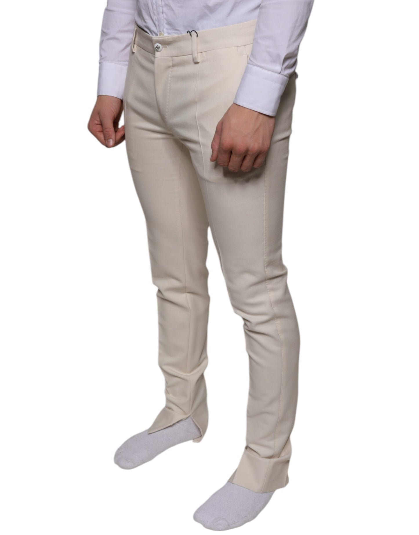 Dolce & Gabbana Off White Chino Wool Skinny Pants IT48 / M