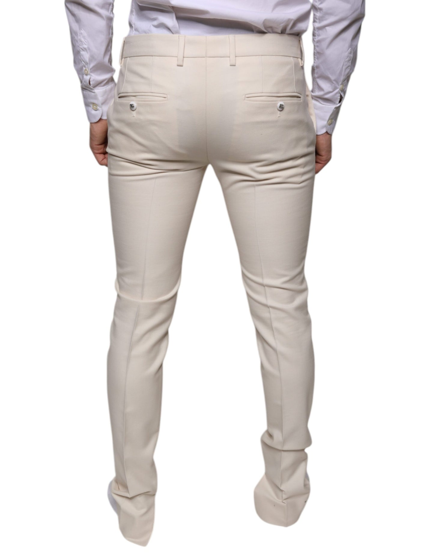 Dolce & Gabbana Off White Chino Wool Skinny Pants IT48 / M