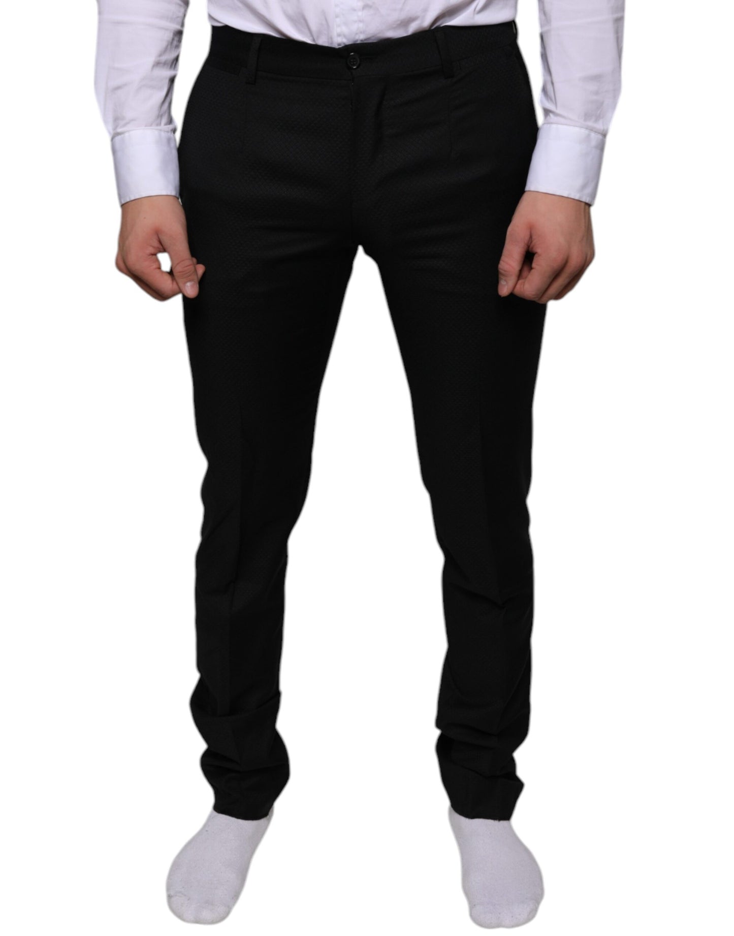 Dolce & Gabbana Black Wool Skinny Dress Formal Pants IT46 / S