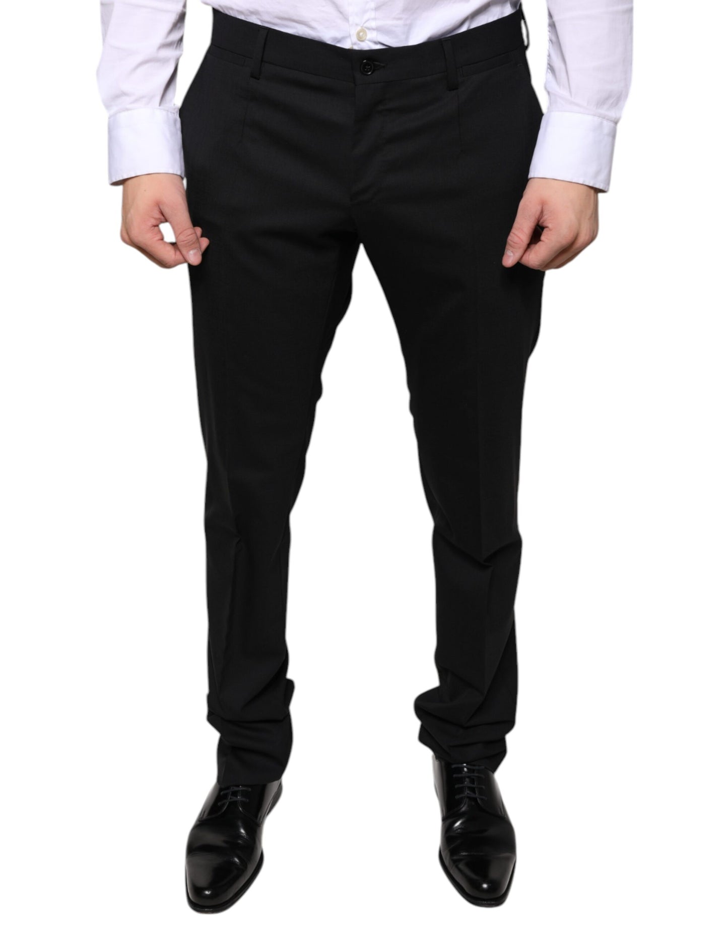 Dolce & Gabbana Black Wool Skinny Dress Formal Pants IT48 / M