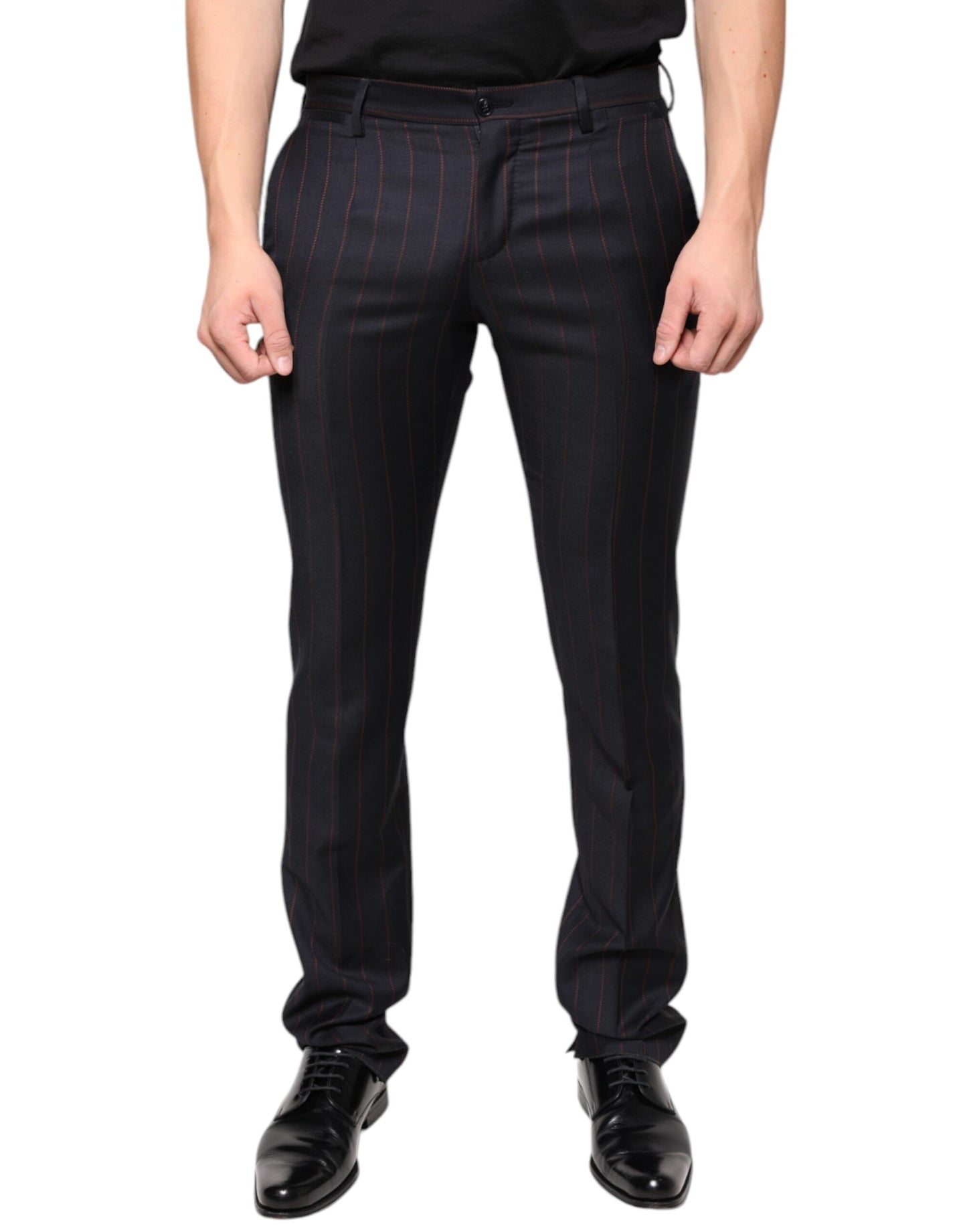 Dolce & Gabbana Black Stripes Skinny Men Dress Pants IT46 / S