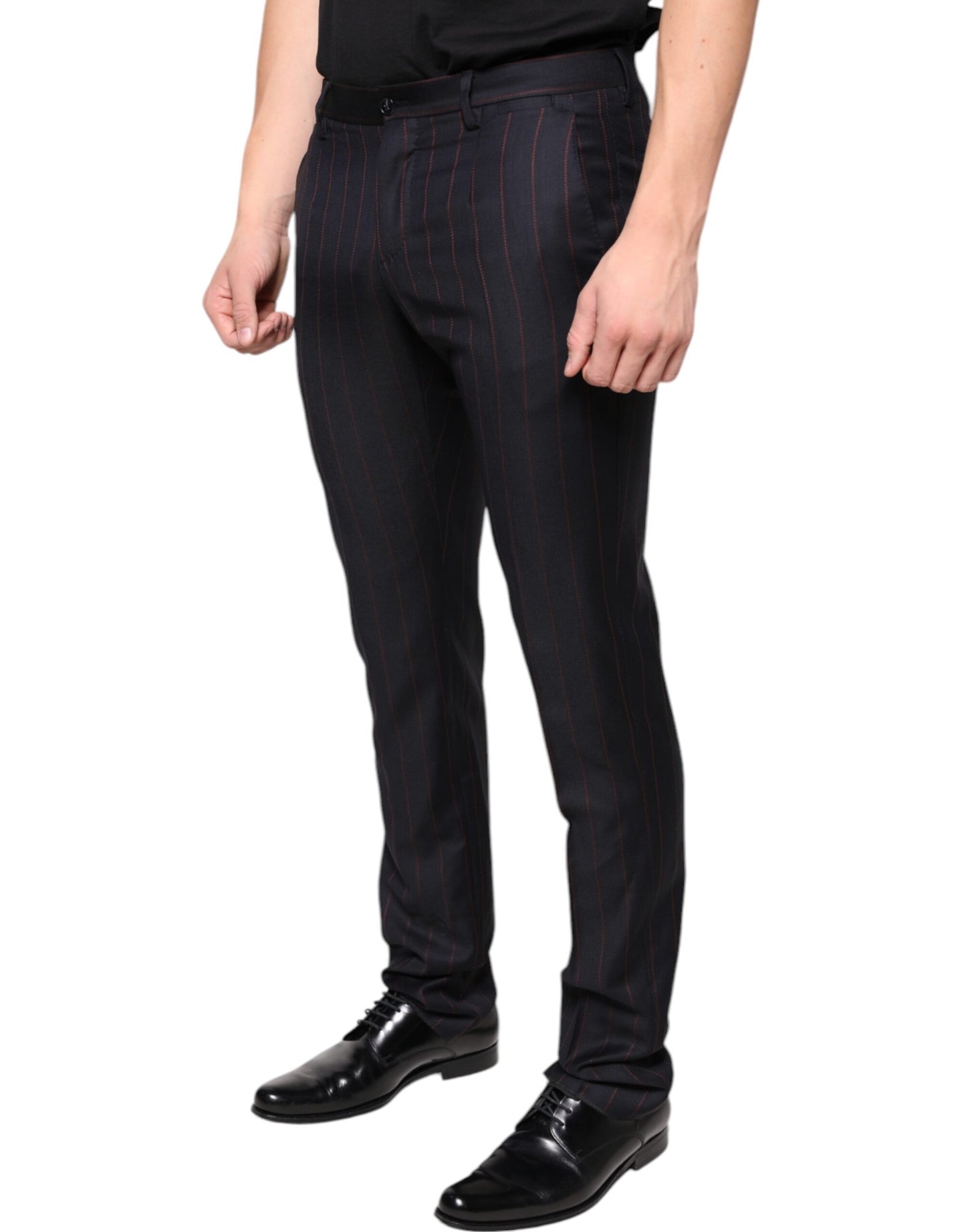 Dolce & Gabbana Black Stripes Skinny Men Dress Pants IT46 / S