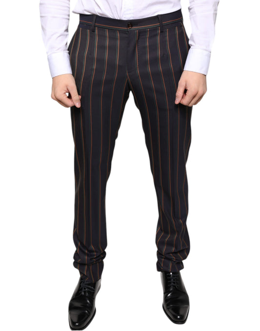 Dolce & Gabbana Brown Stripes Skinny Men Dress Pants IT48 / M