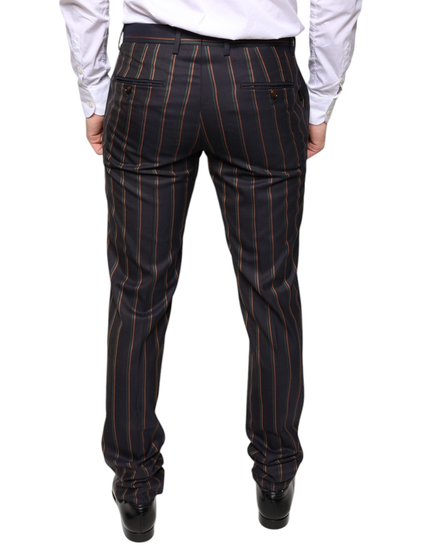 Dolce & Gabbana Brown Stripes Skinny Men Dress Pants IT48 / M