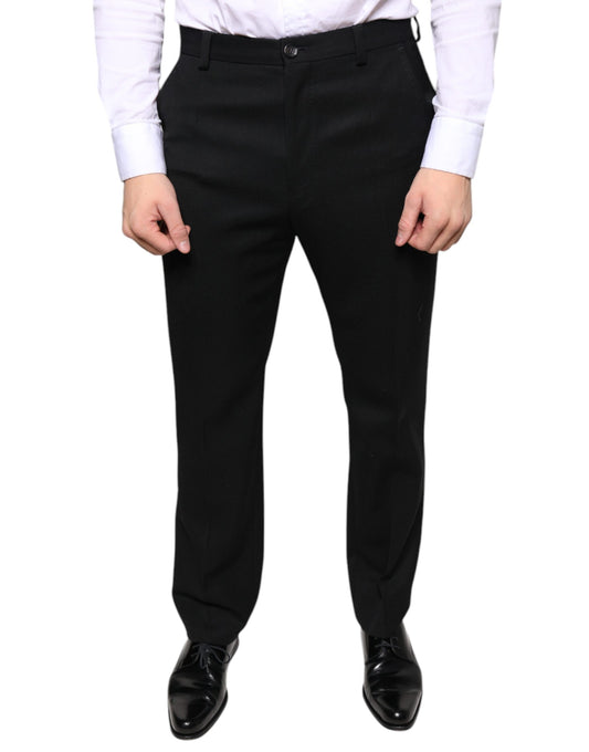 Dolce & Gabbana Black Wool Skinny Men Dress Pants IT48 / M