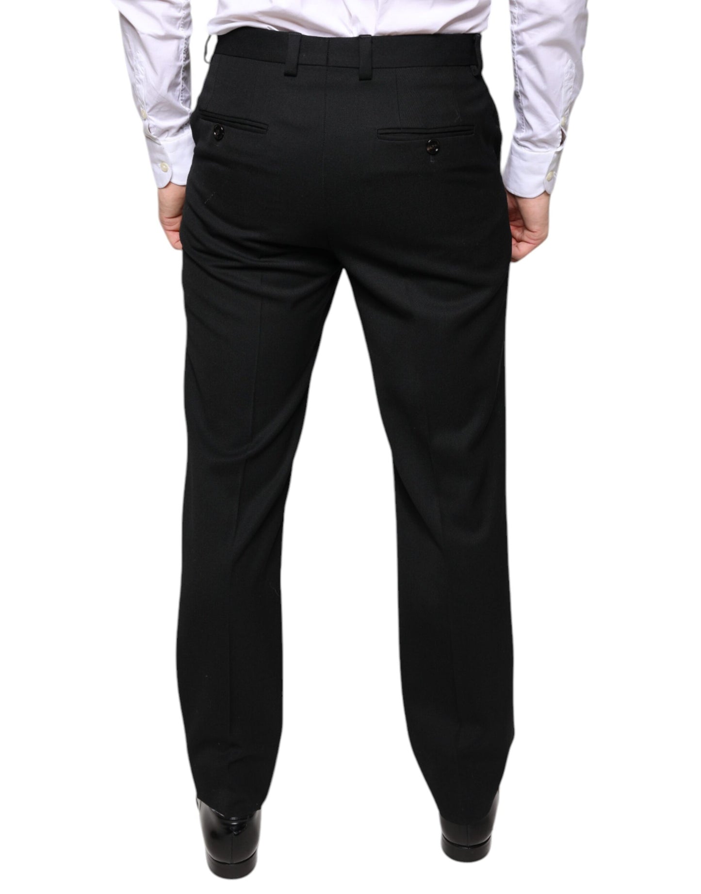 Dolce & Gabbana Black Wool Skinny Men Dress Pants IT48 / M