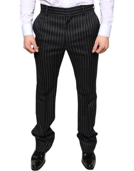 Dolce & Gabbana Black Stripes Skinny Men Dress Pants IT48 / M