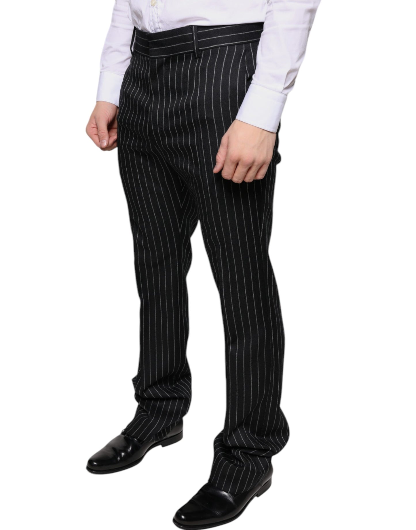 Dolce & Gabbana Black Stripes Skinny Men Dress Pants IT48 / M