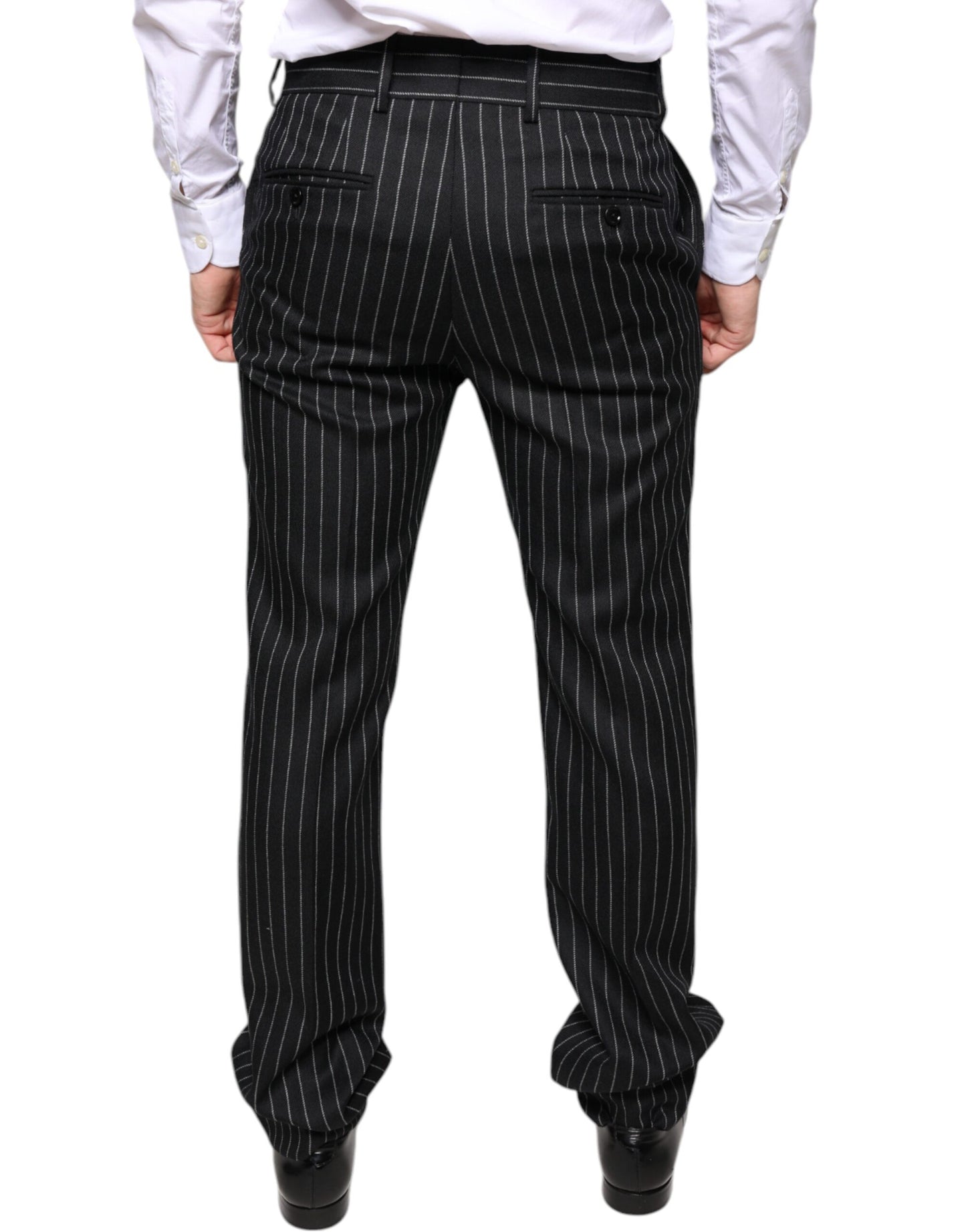 Dolce & Gabbana Black Stripes Skinny Men Dress Pants IT48 / M