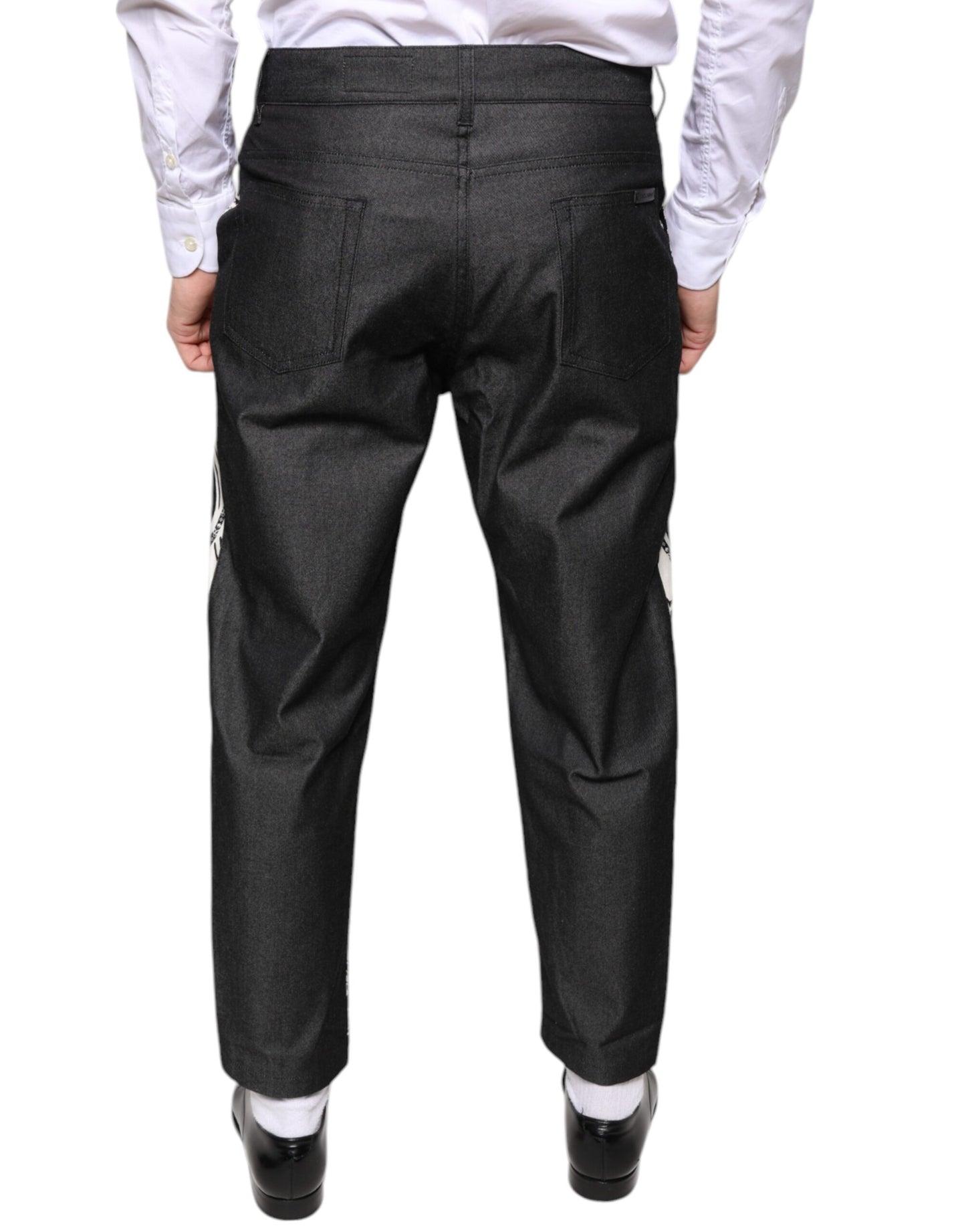 Dolce & Gabbana Black Bandana Silk Dress Pants IT48 / M