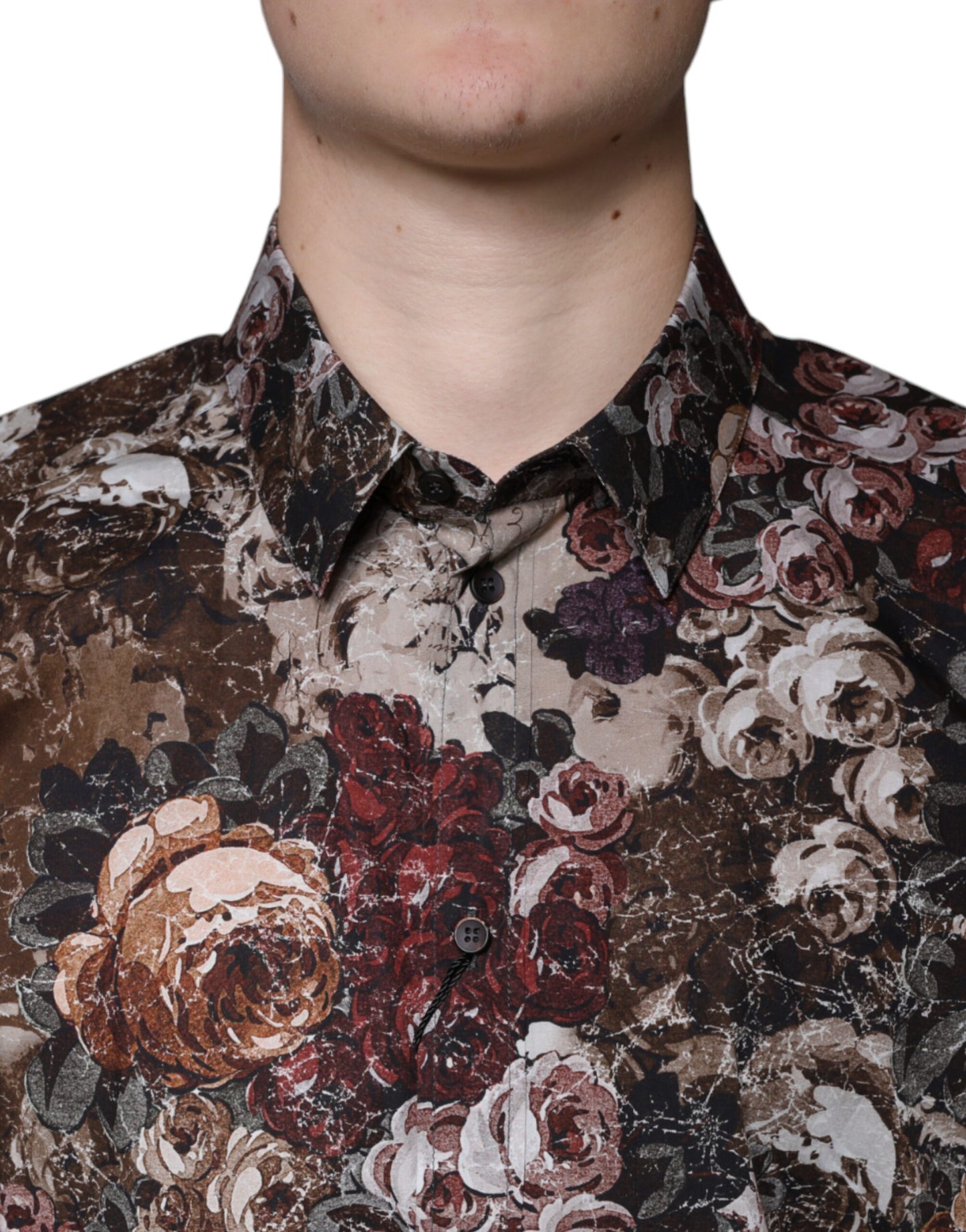 Dolce & Gabbana Multicolor Floral Cotton Men Dress GOLD Shirt IT43 / 2XL