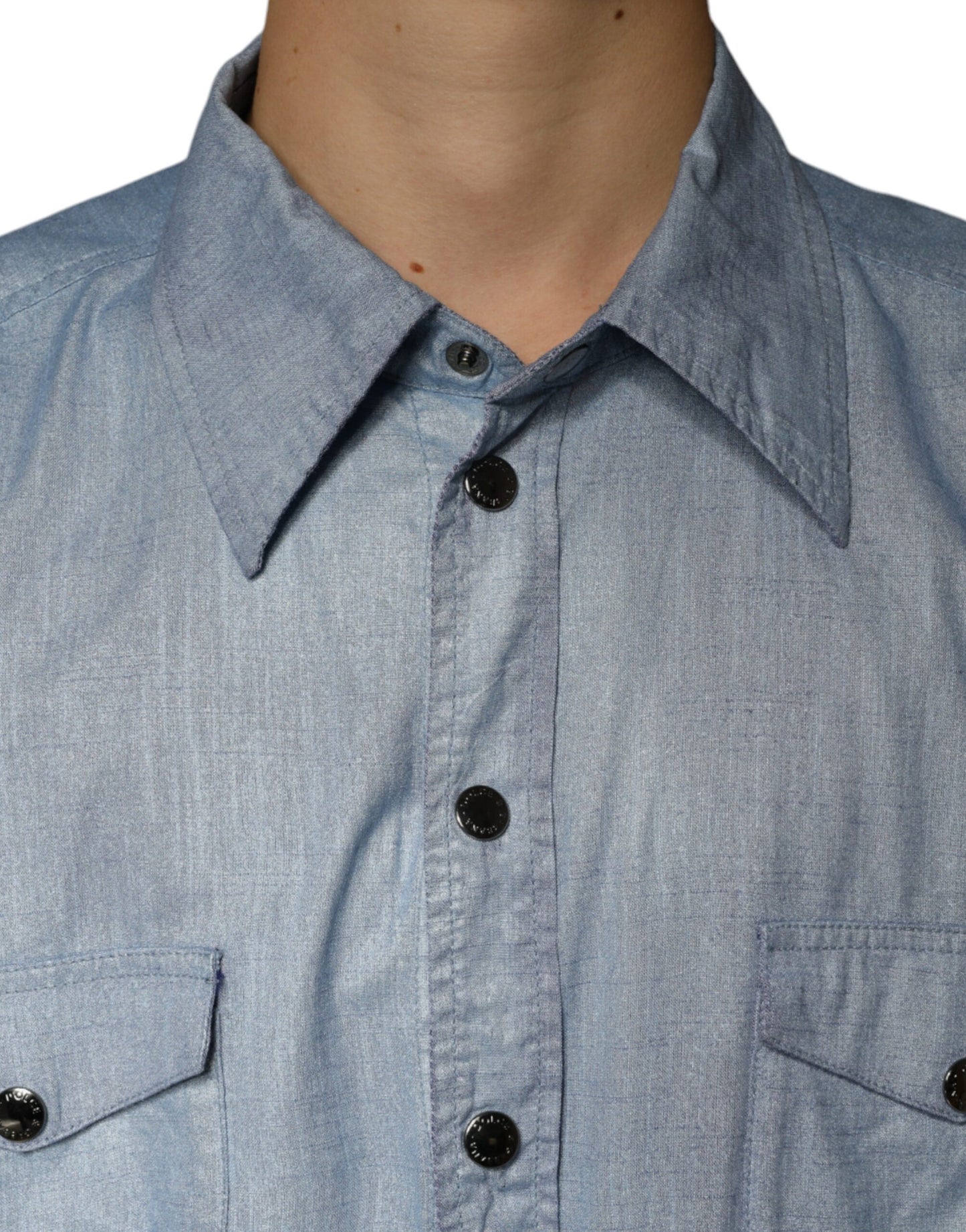 Dolce & Gabbana Light Blue Cotton Button Down Casual  Shirt IT39 / S