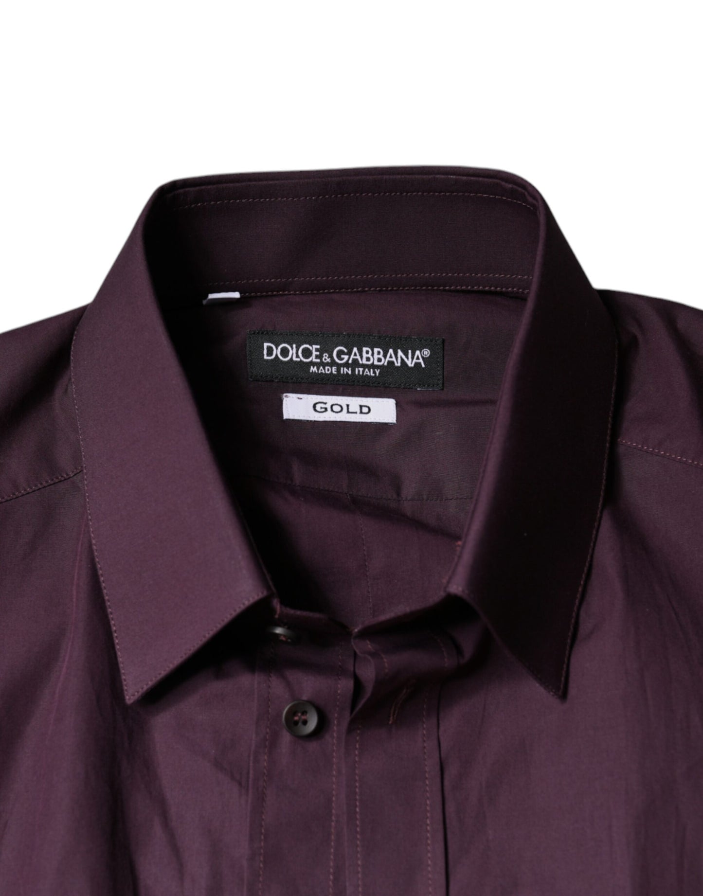 Dolce & Gabbana Dark Violet Cotton Dress GOLD Men Formal Shirt IT38 / XS