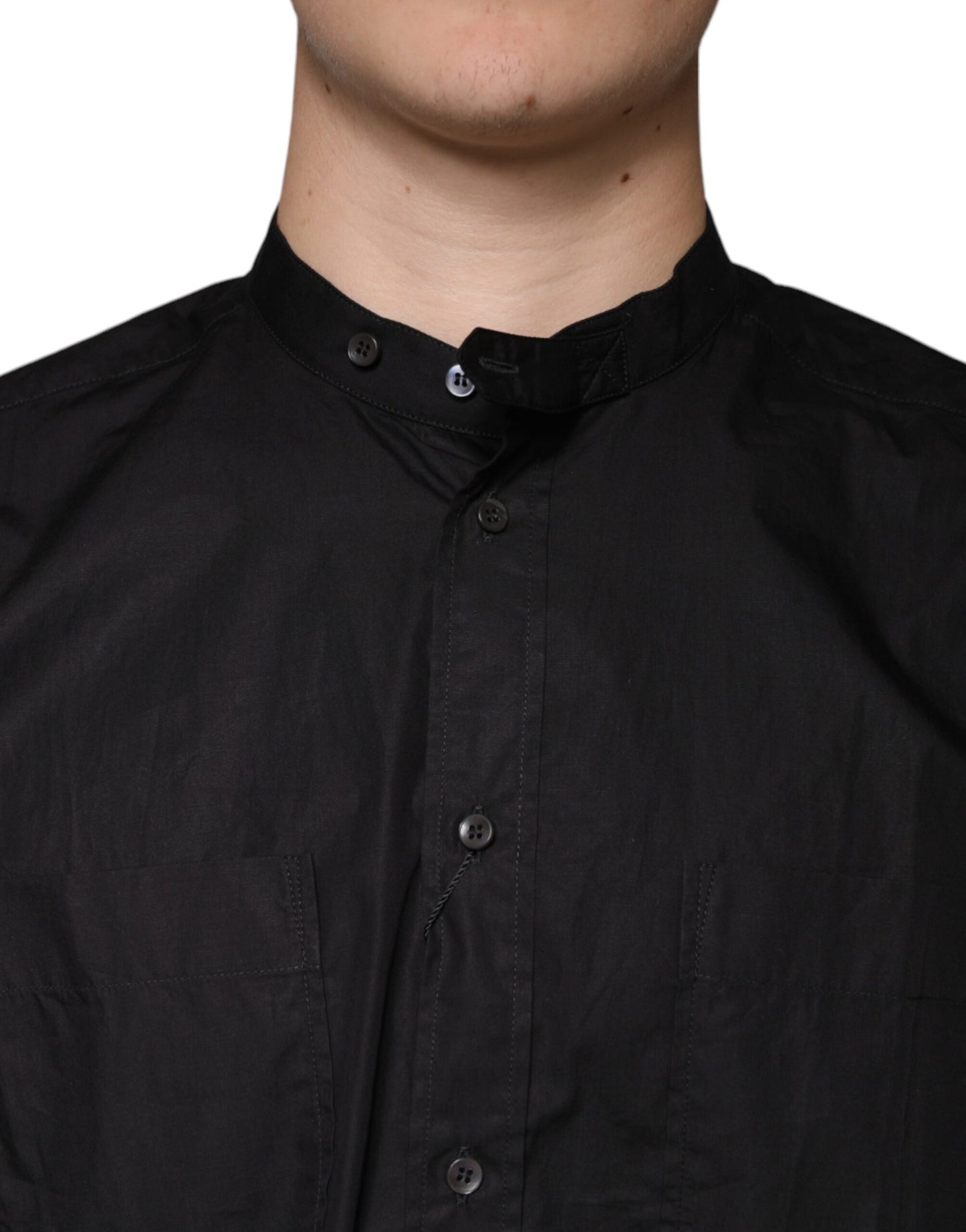 Dolce & Gabbana Black Cotton Button Down Men Casual Shirt IT38 / XS