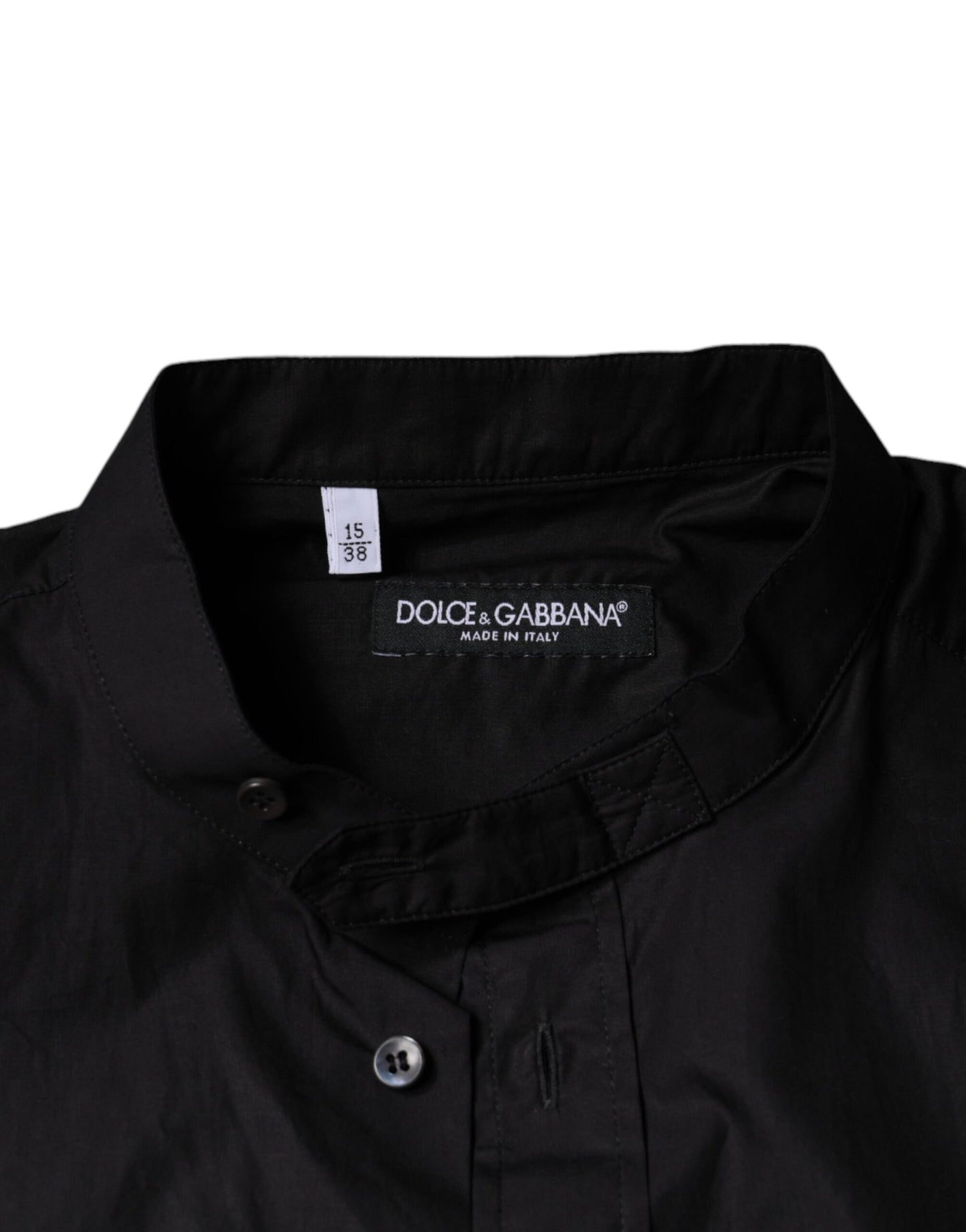 Dolce & Gabbana Black Cotton Button Down Men Casual Shirt IT38 / XS