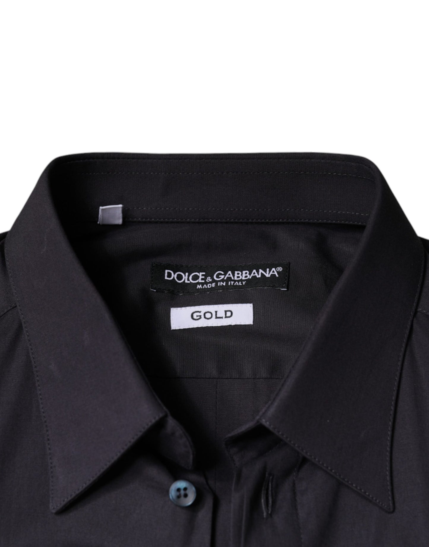 Dolce & Gabbana Black Cotton Stretch Dress GOLD Formal Shirt IT38 / XS