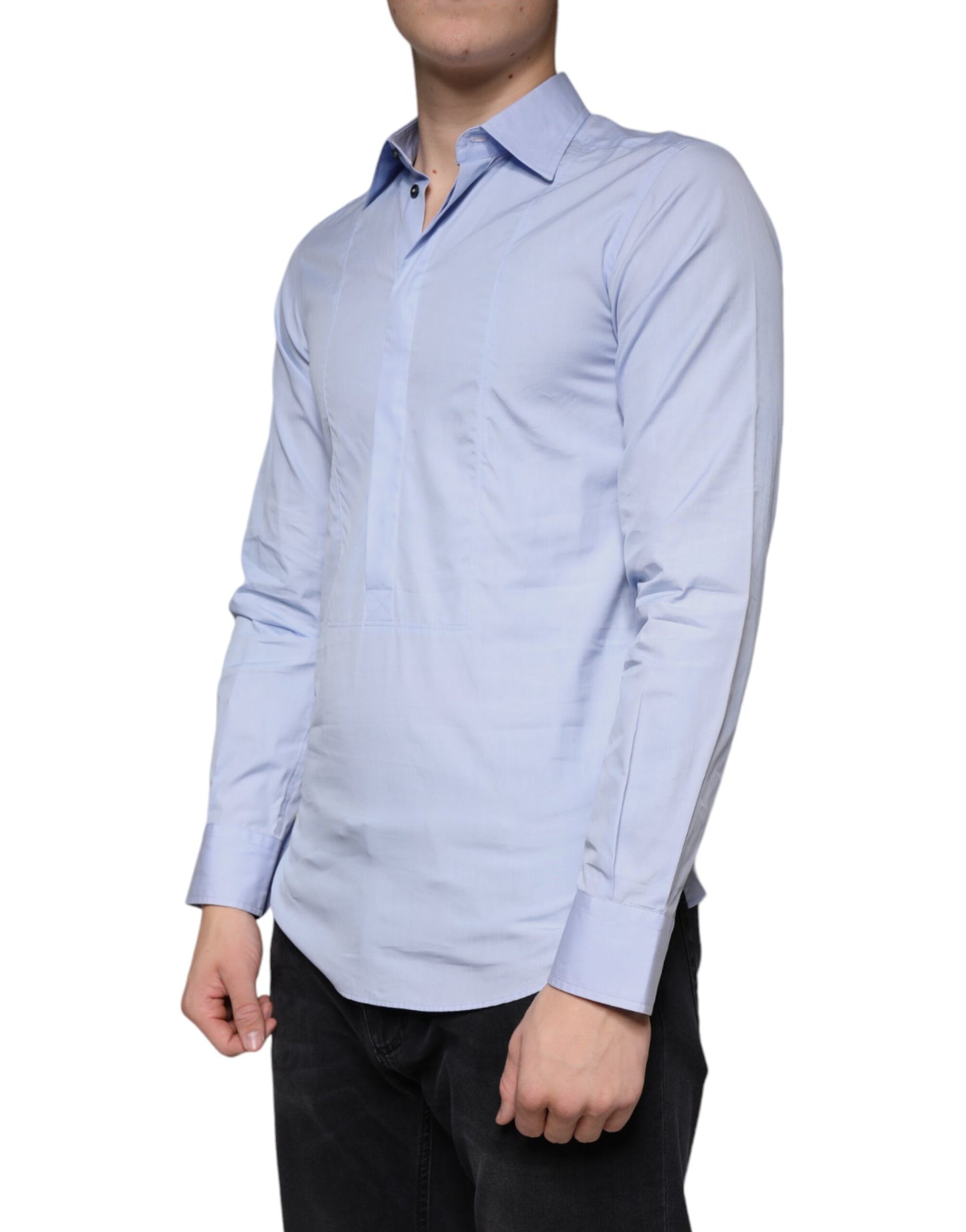 Dolce & Gabbana Light Blue Cotton Men Dress Formal Shirt IT37 / XS