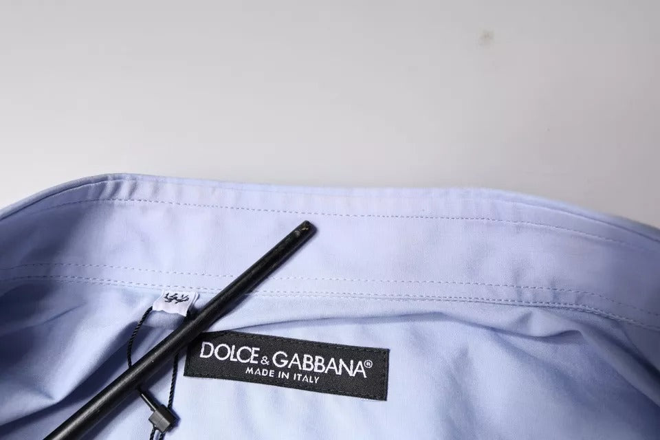 Dolce & Gabbana Light Blue Cotton Men Dress Formal Shirt IT37 / XS