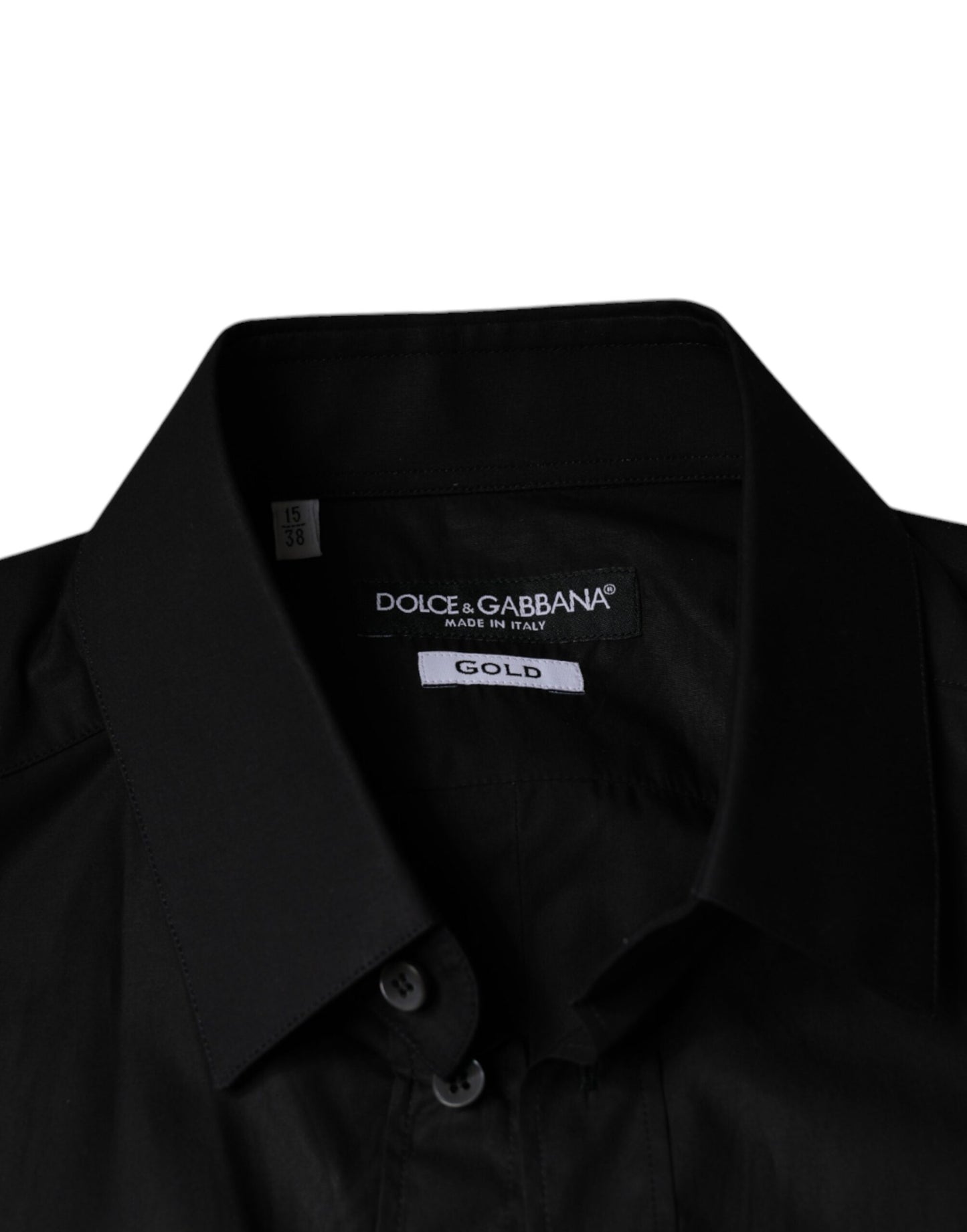 Dolce & Gabbana Black Cotton Stretch Dress GOLD Formal  Shirt IT38 / XS