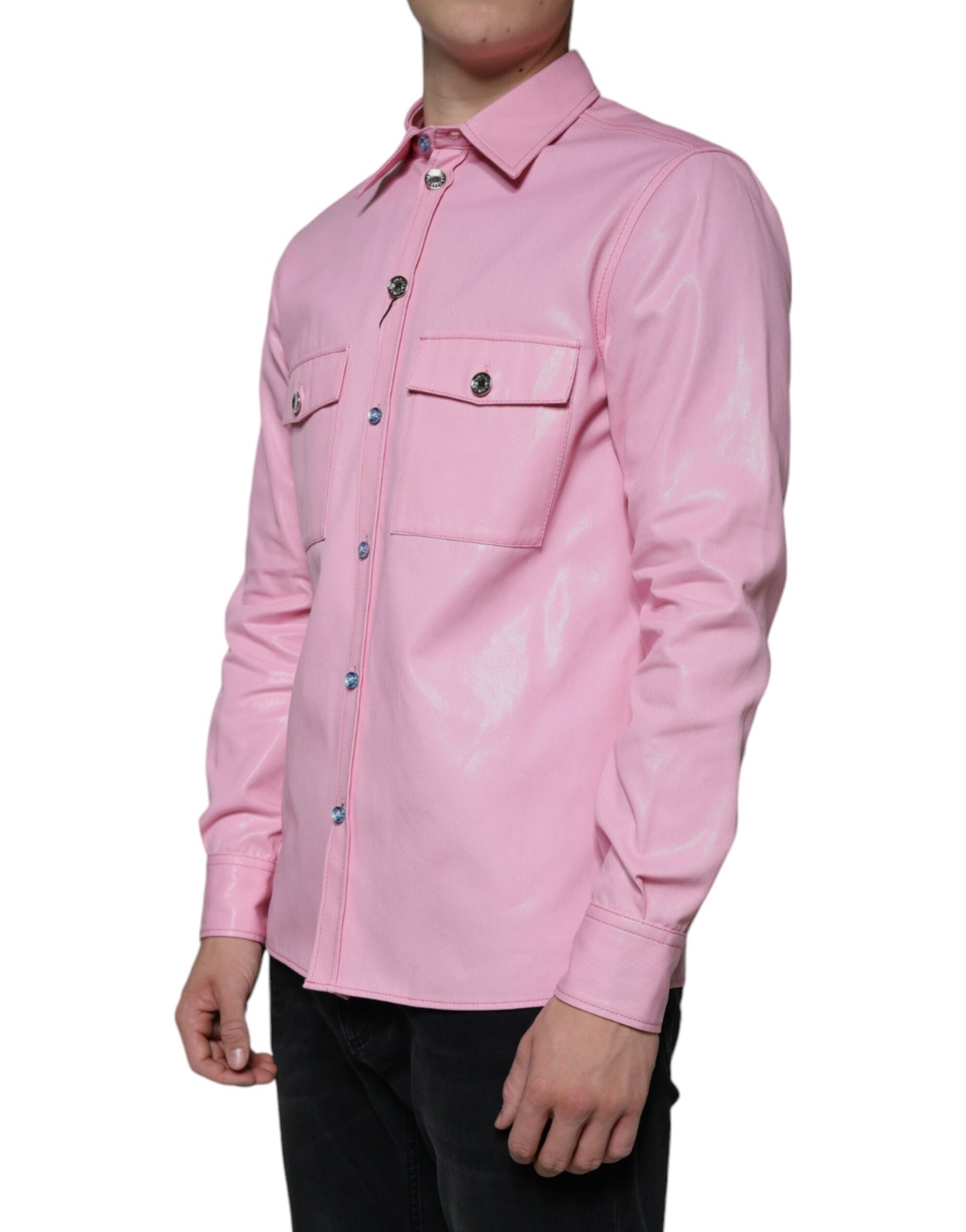 Dolce & Gabbana Pink Cotton Collared Button Down Shirt IT40 | M