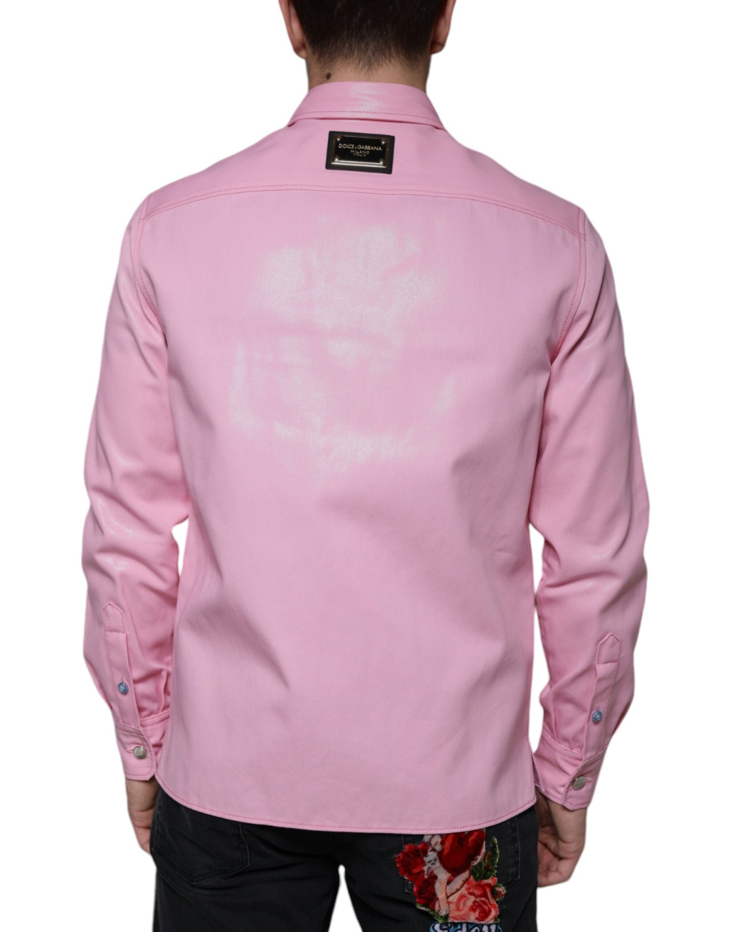 Dolce & Gabbana Pink Cotton Collared Button Down Shirt IT40 | M