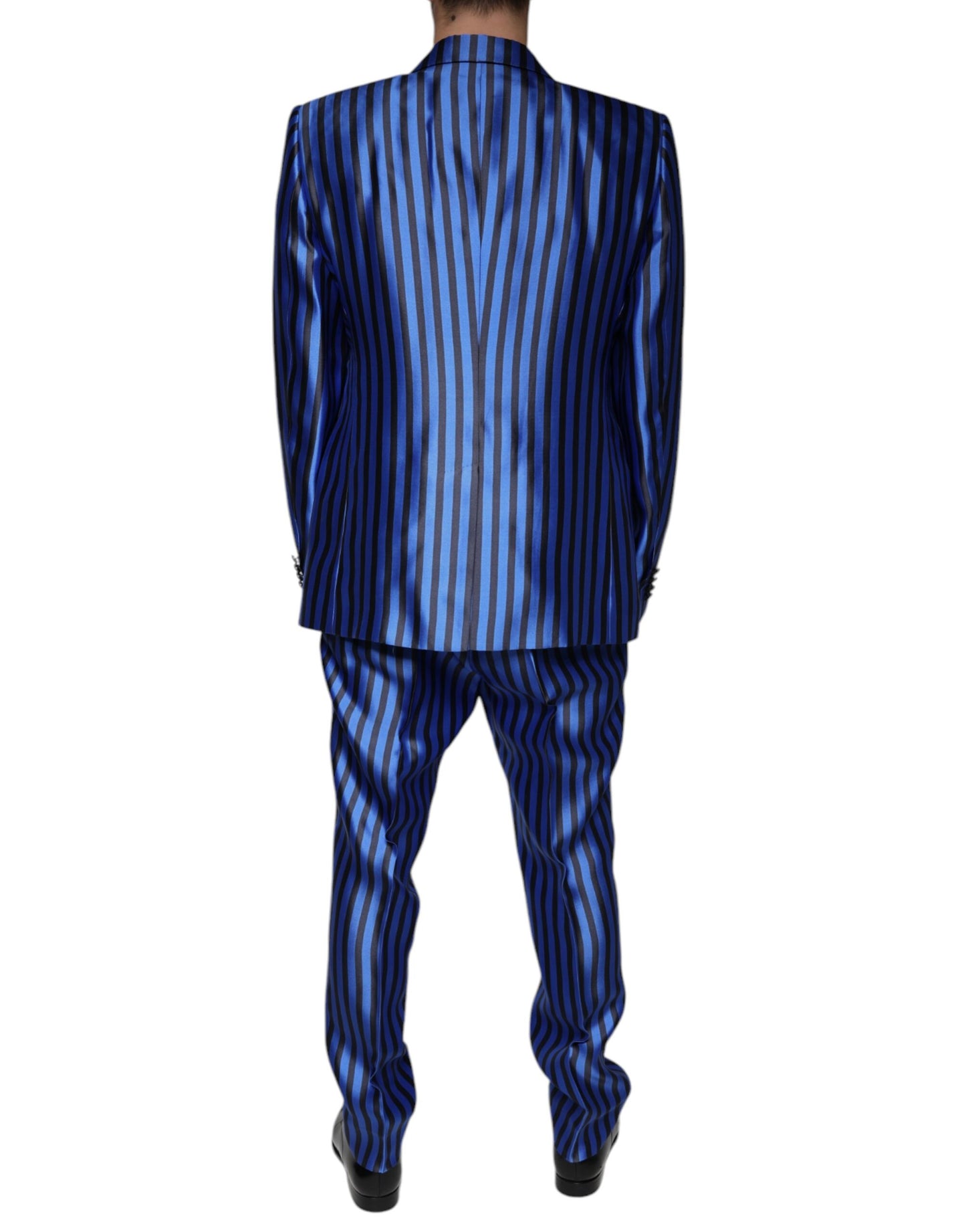 Dolce & Gabbana Metallic Blue Stripes Formal 3 Piece Suit IT56 / XXL