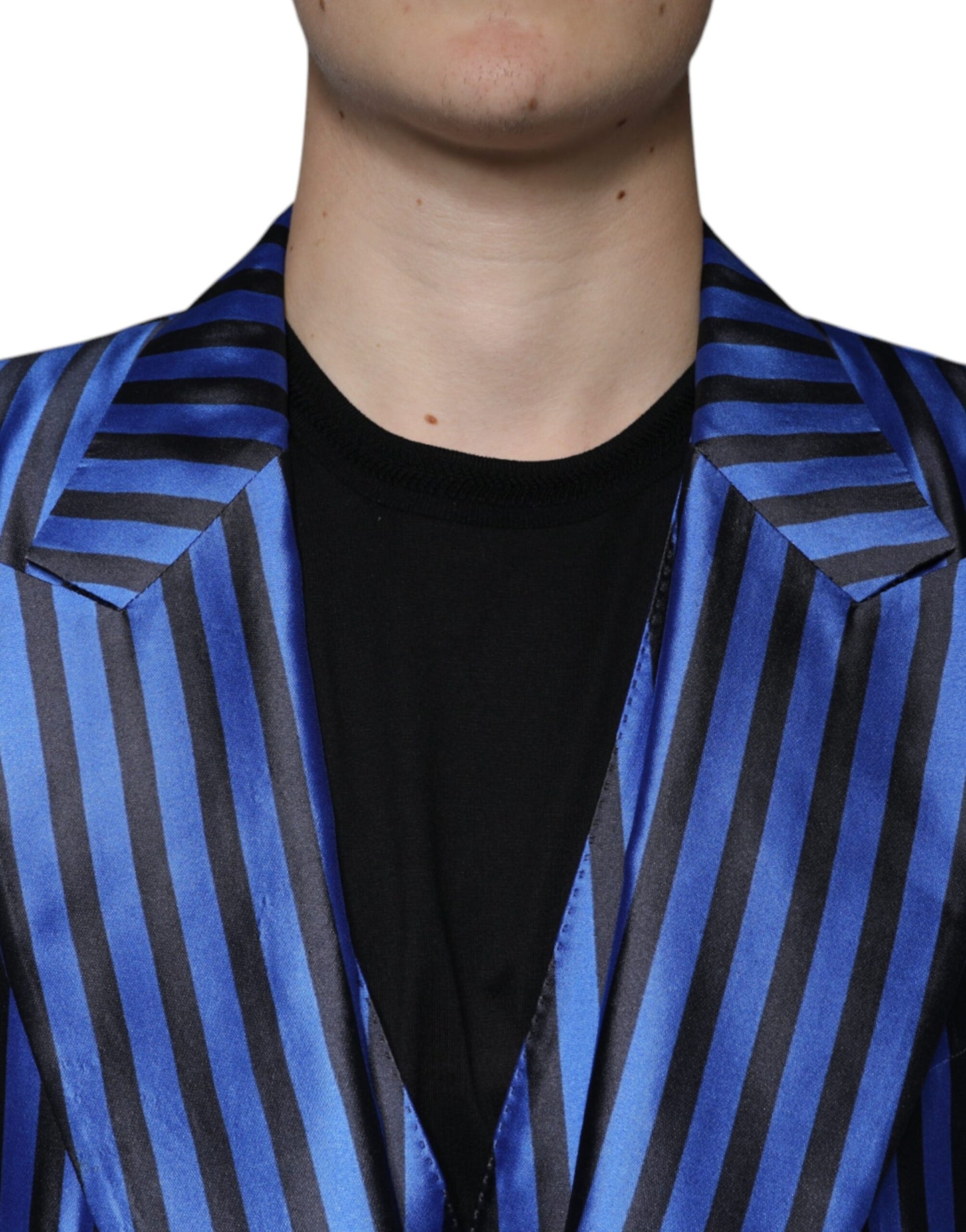 Dolce & Gabbana Metallic Blue Stripes Formal 3 Piece Suit IT56 / XXL