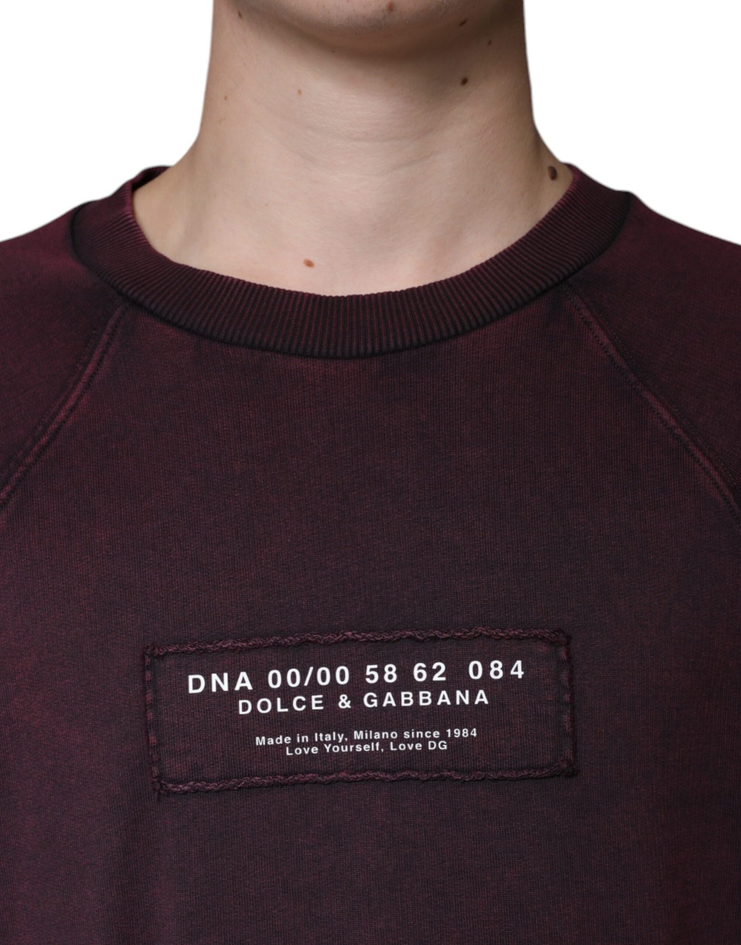 Dolce & Gabbana Maroon Logo Crew Neck Men Sweatshirt Sweater IT44 / XS