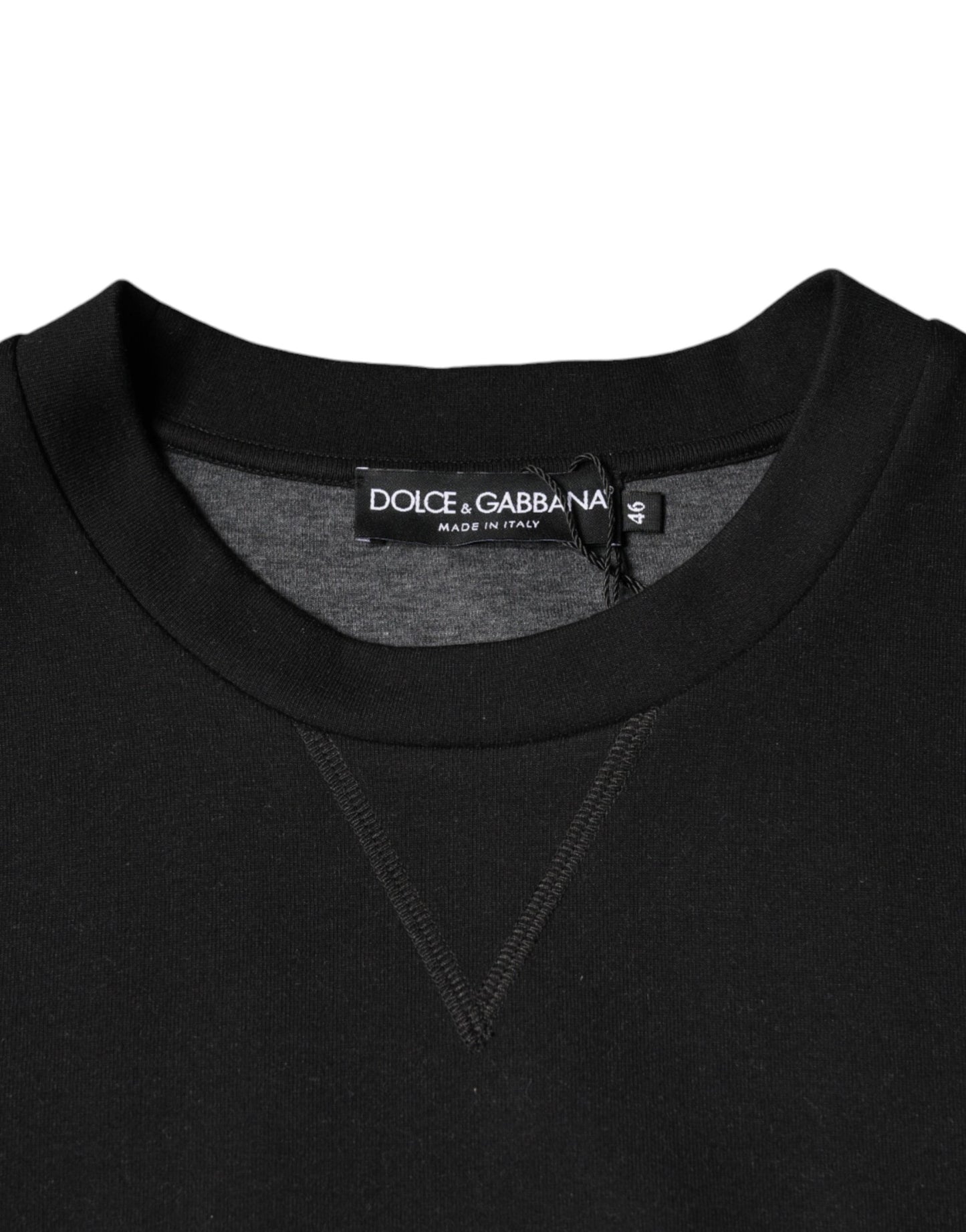 Dolce & Gabbana Black Logo Print CrewNeck Sweatshirt Sweater IT46 / S