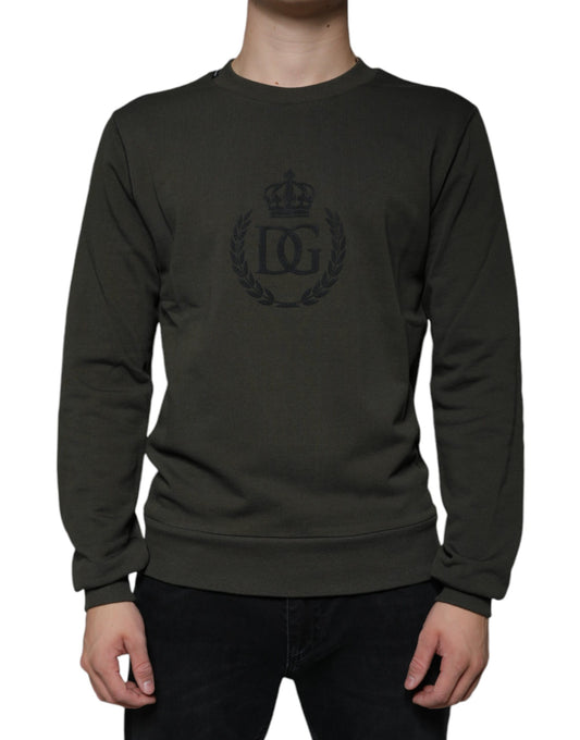 Dolce & Gabbana Army Green DG Crown Crew Neck Pullover Sweater IT44 / XS