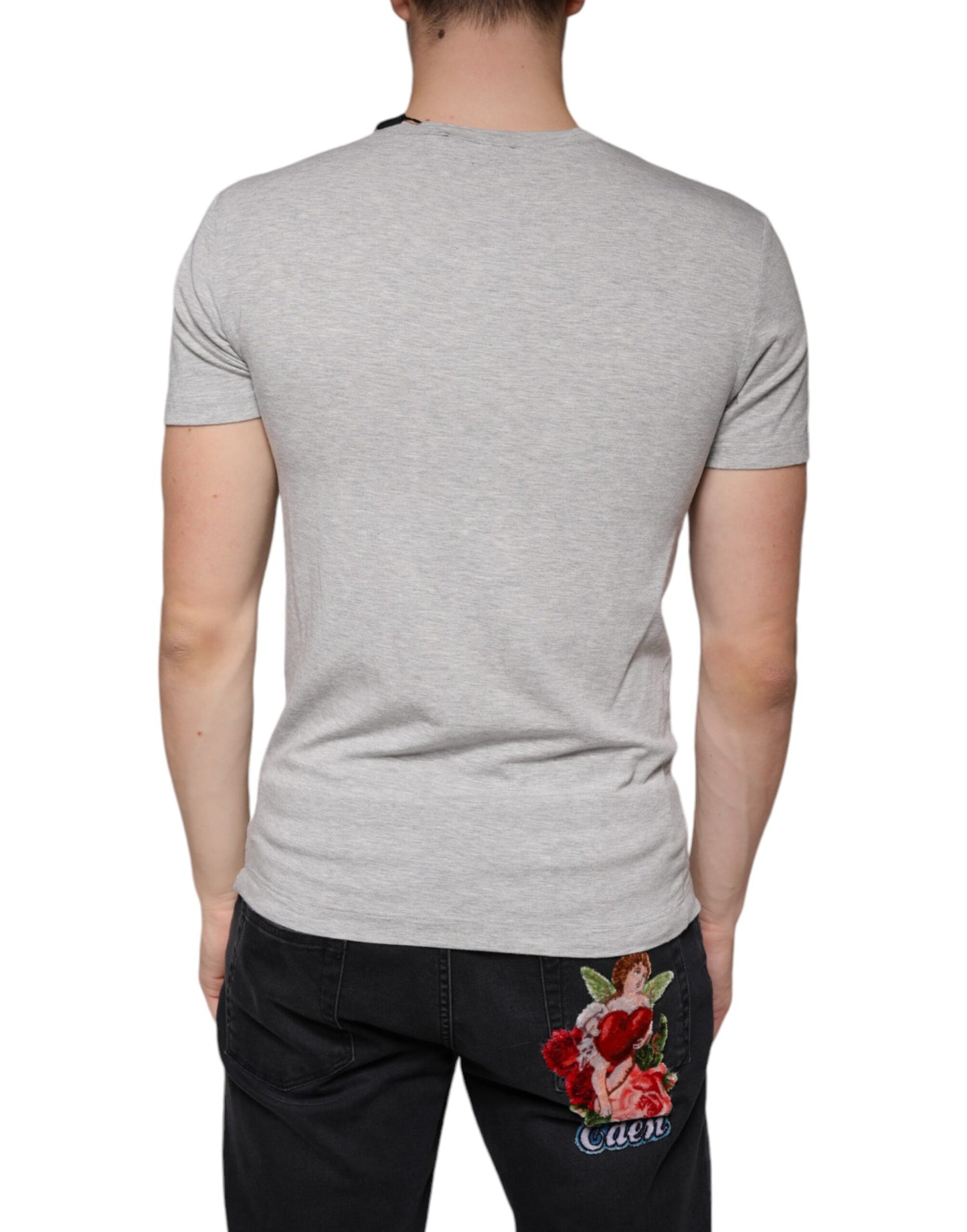 Dolce & Gabbana Gray Logo Print Crewneck Short Sleeve T-shirt IT44 / XS