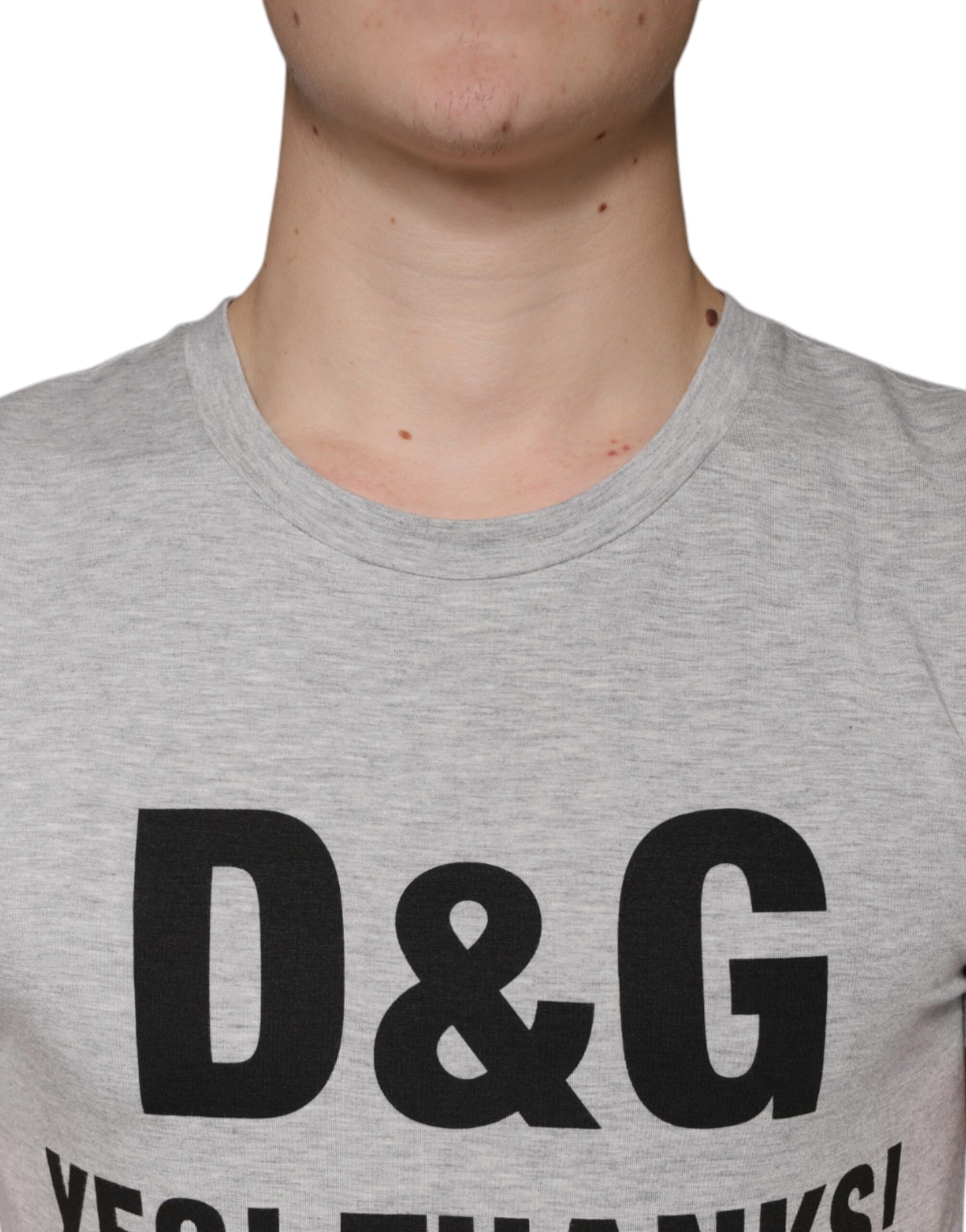 Dolce & Gabbana Gray Logo Print Crewneck Short Sleeve T-shirt IT44 / XS