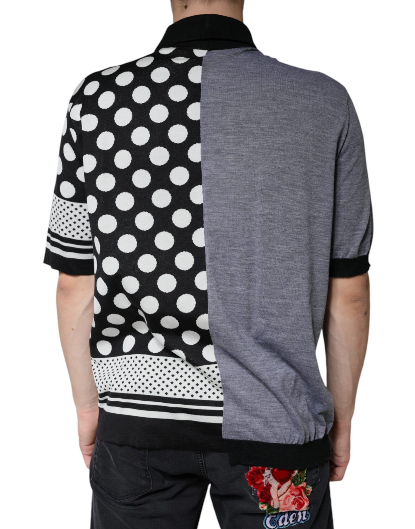 Dolce & Gabbana Black White Polka Dot Collared Polo T-shirt IT52 / XL