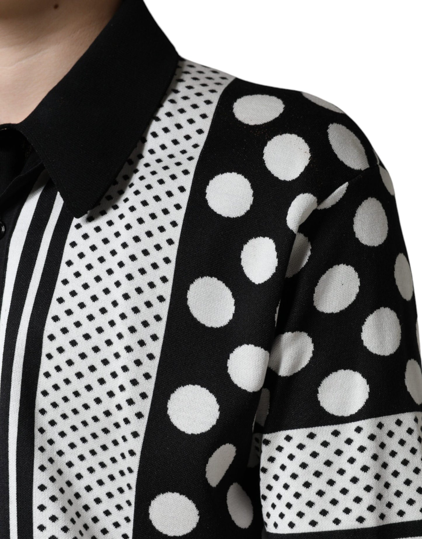 Dolce & Gabbana Black White Polka Dot Collared Polo T-shirt IT52 / XL