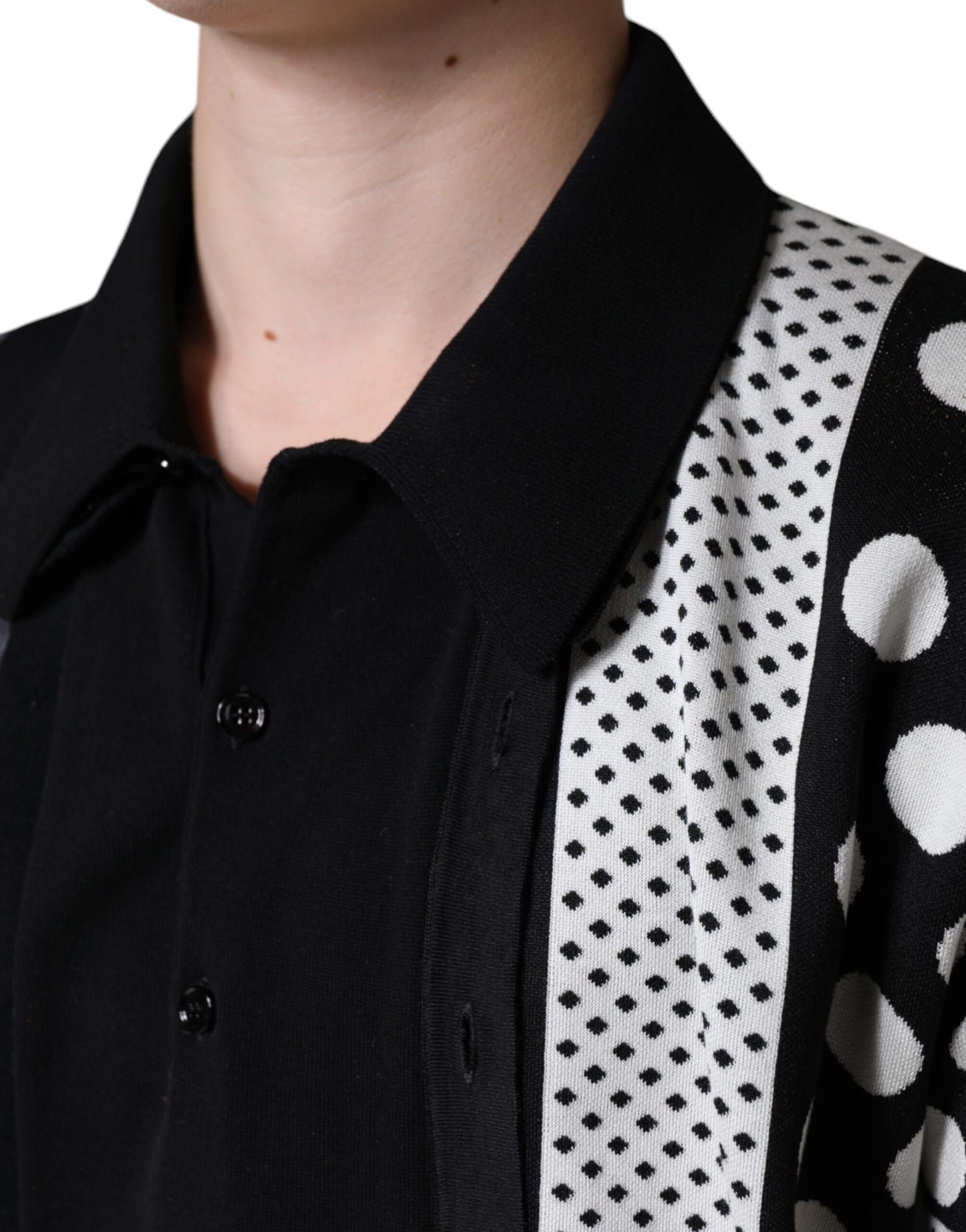 Dolce & Gabbana Black White Polka Dot Collared Polo T-shirt IT52 / XL