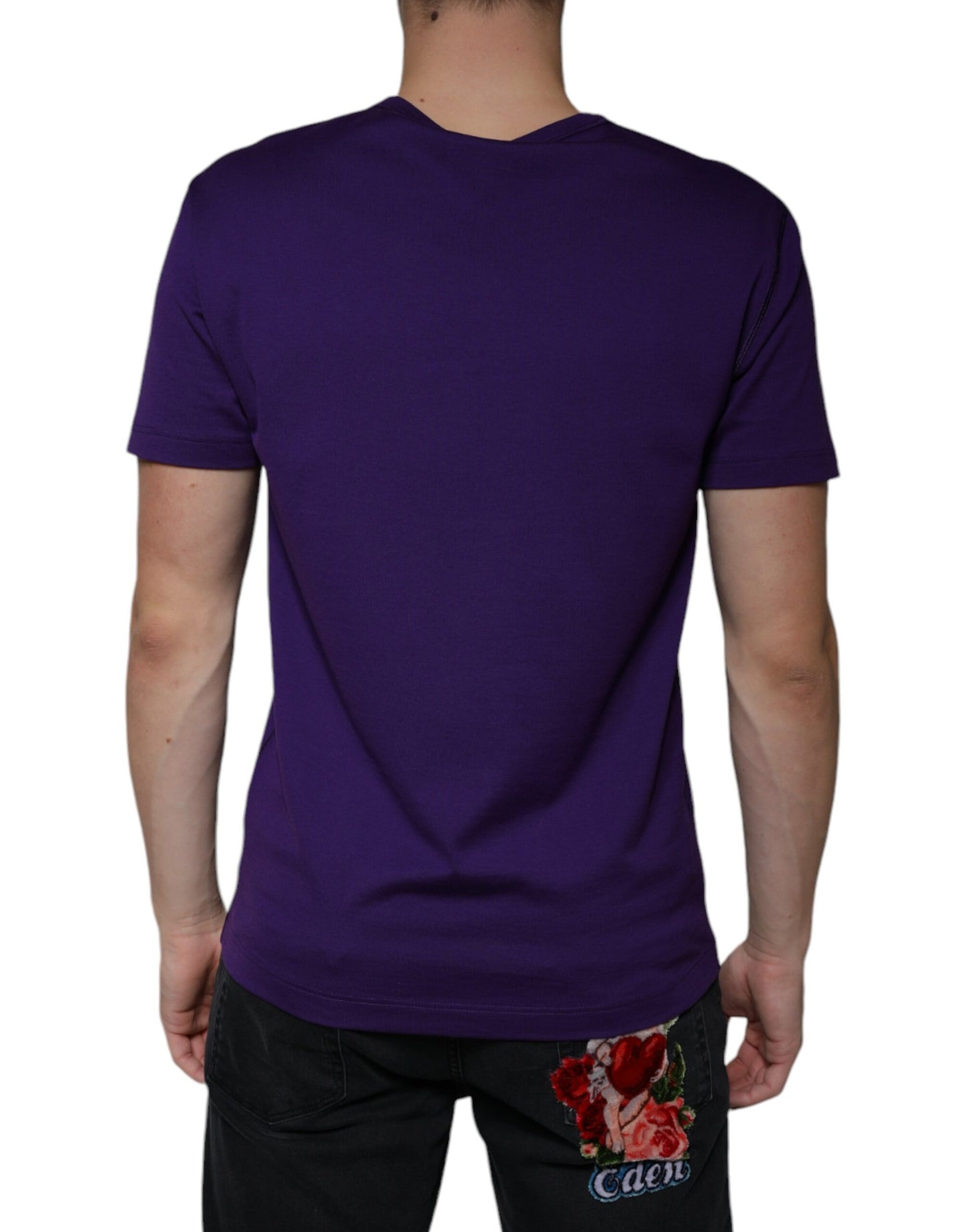 Dolce & Gabbana Purple DG Logo Cotton Crew Neck T-shirt IT52 / XL