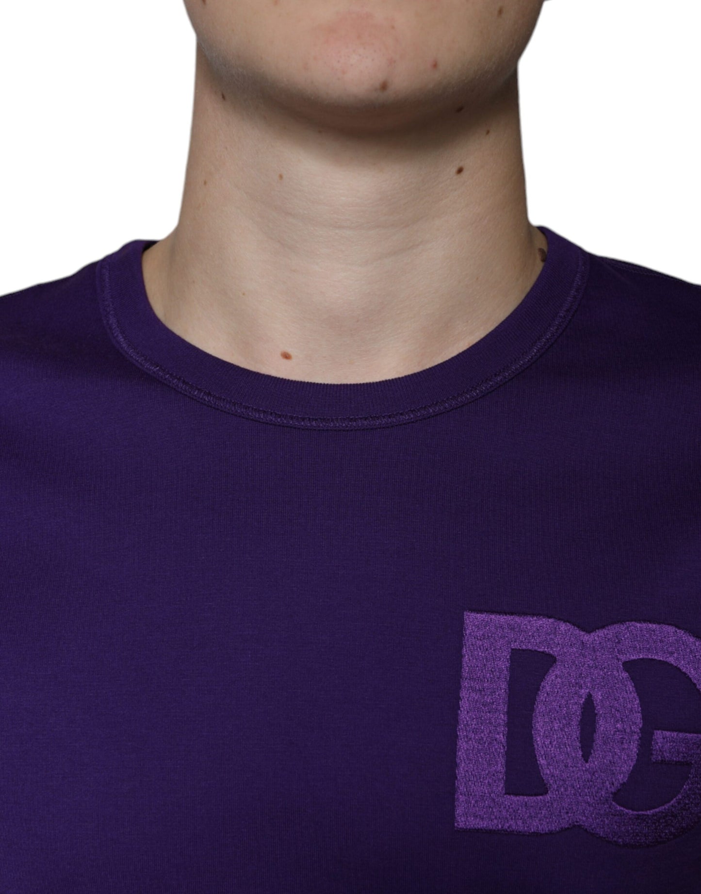 Dolce & Gabbana Purple DG Logo Cotton Crew Neck T-shirt IT52 / XL