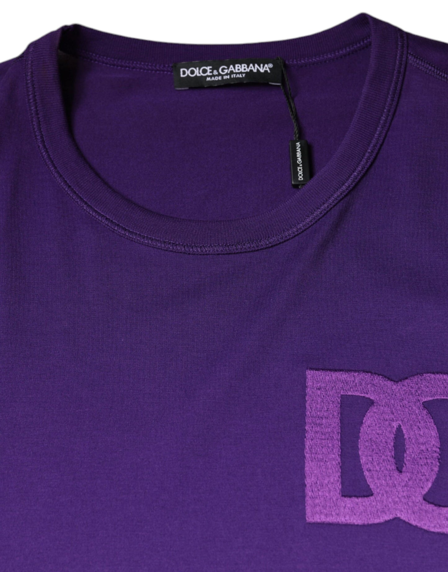 Dolce & Gabbana Purple DG Logo Cotton Crew Neck T-shirt IT52 / XL