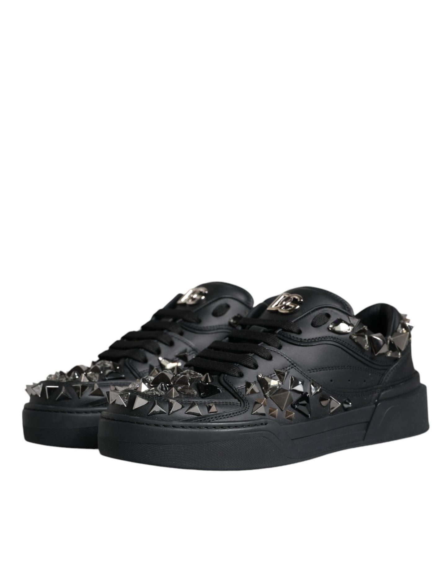 Dolce & Gabbana Black Studded Low Top Men Sneakers Shoes EU41 / US8