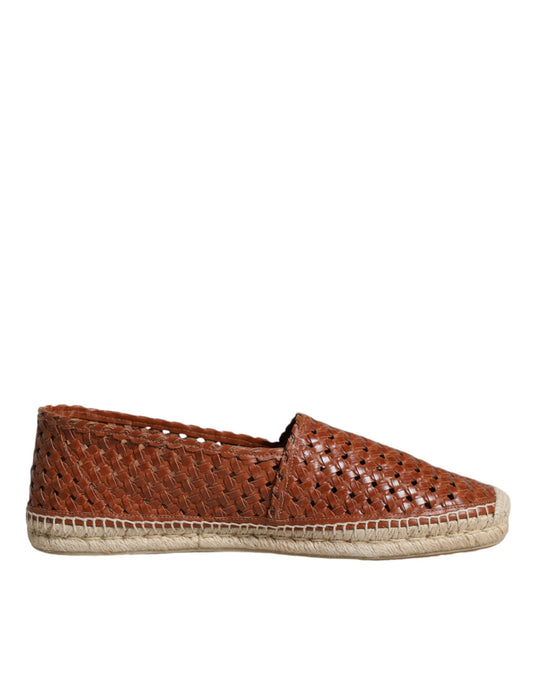 Dolce & Gabbana Maroon Woven Leather Men Espadrille Shoes EU44 / US11