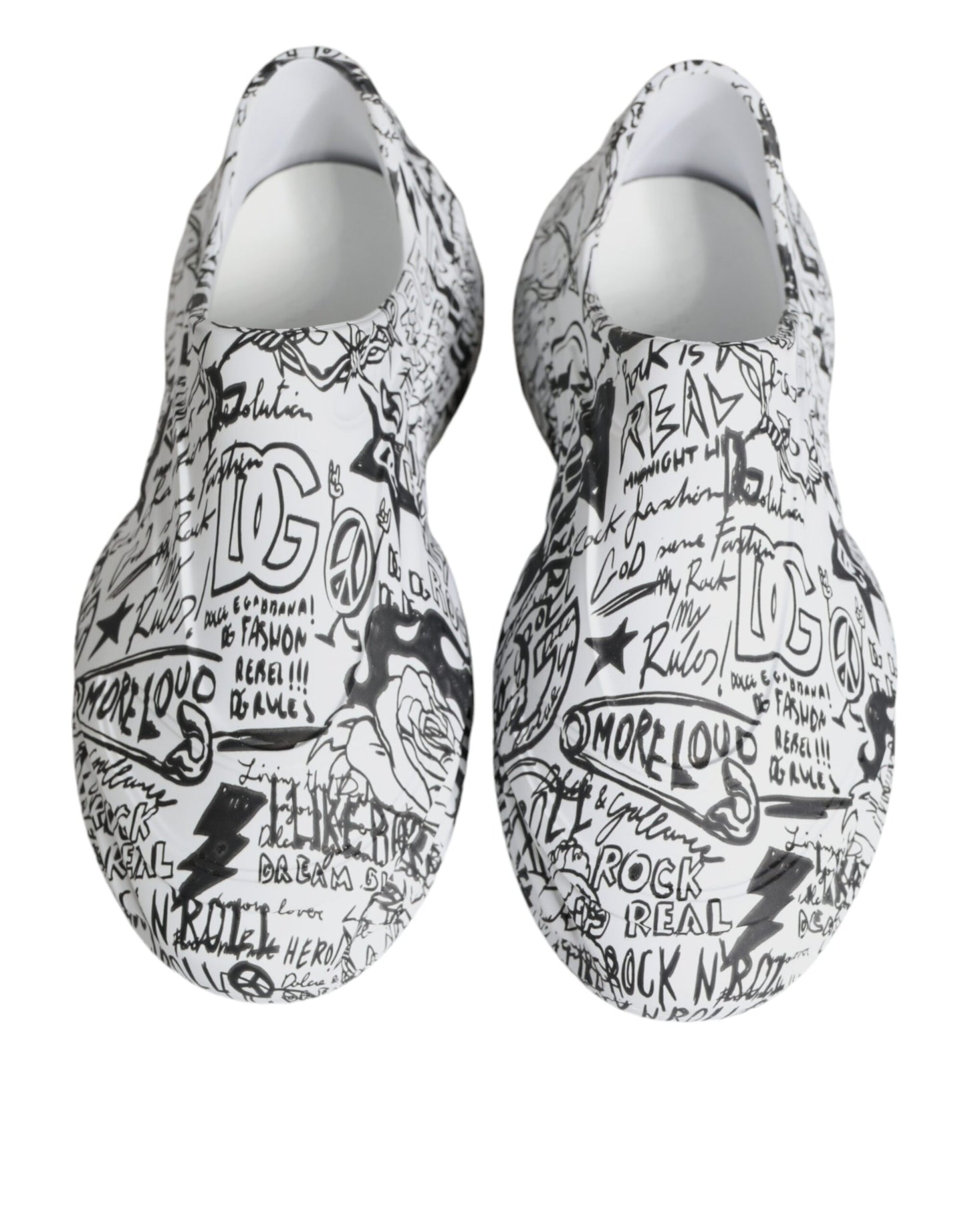 Dolce & Gabbana White Black Graffiti Daymaster Sneakers Shoes EU44 / US11