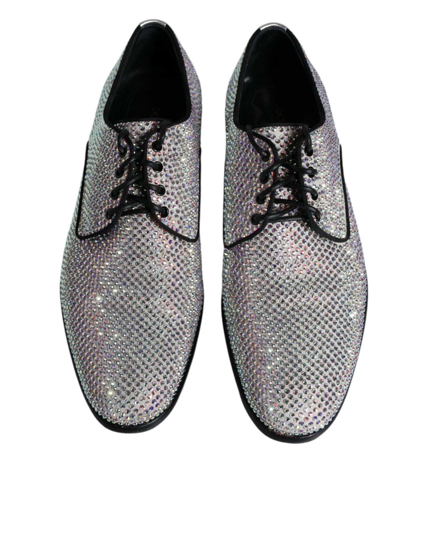 Dolce & Gabbana Silver Leather Rhinestones Derby Dress Shoes EU40 / US7