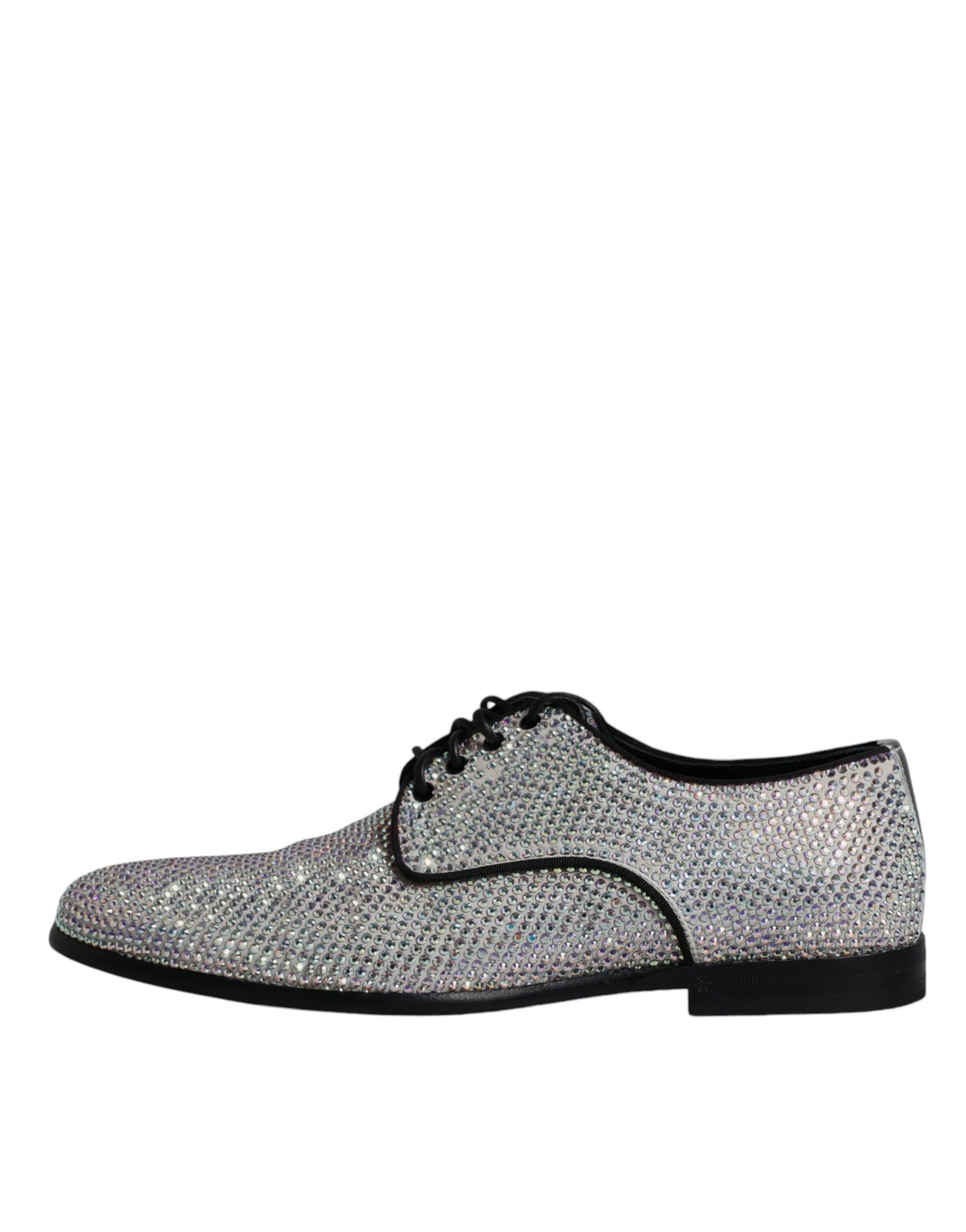 Dolce & Gabbana Silver Leather Rhinestones Derby Dress Shoes EU40 / US7